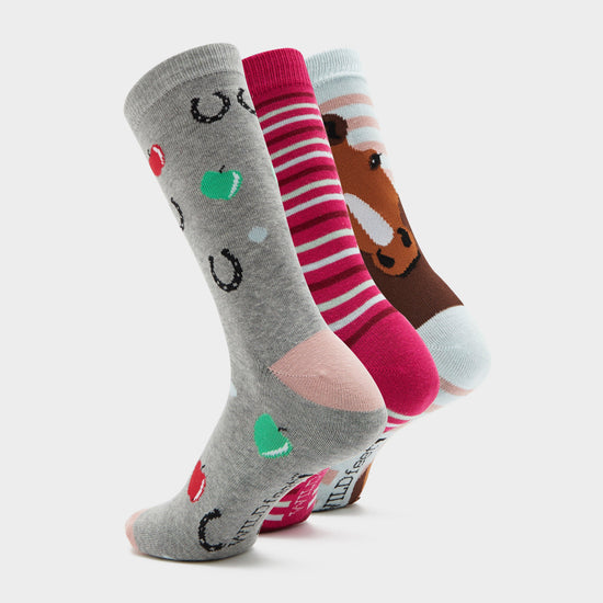 Adults Wild Feet 3 Pack Socks Horsing Around