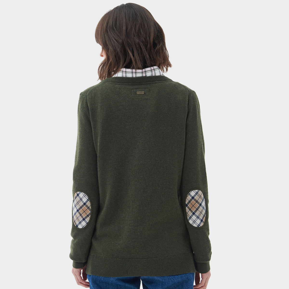 Womens Pendle Knitted Jumper Warm Olive/Fawn