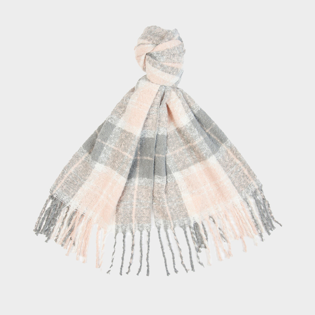 Womens Saltburn Beanie & Tartan Scarf Set Grey Rose