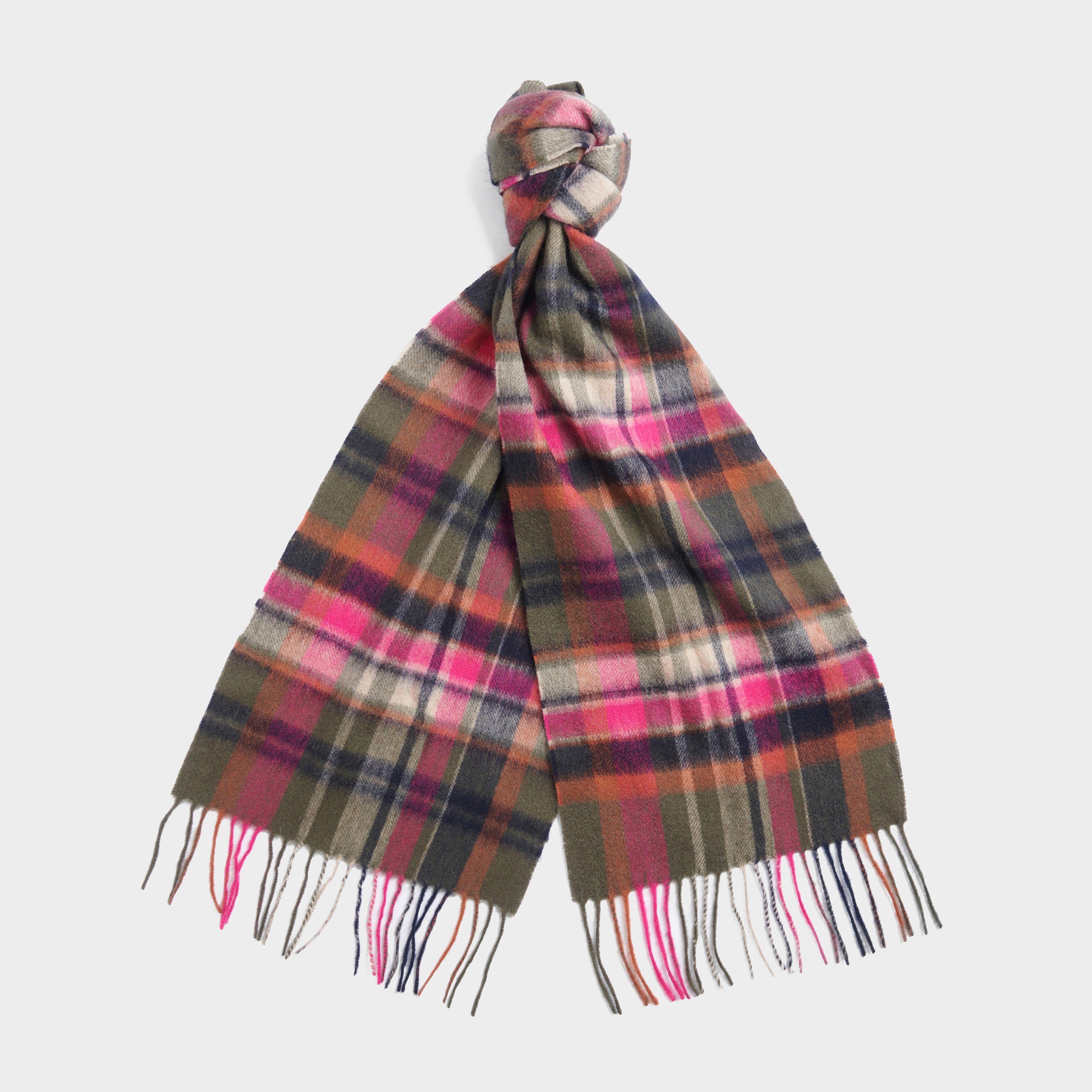 Womens Vintage Winter Plaid Scarf Pink Dahlia