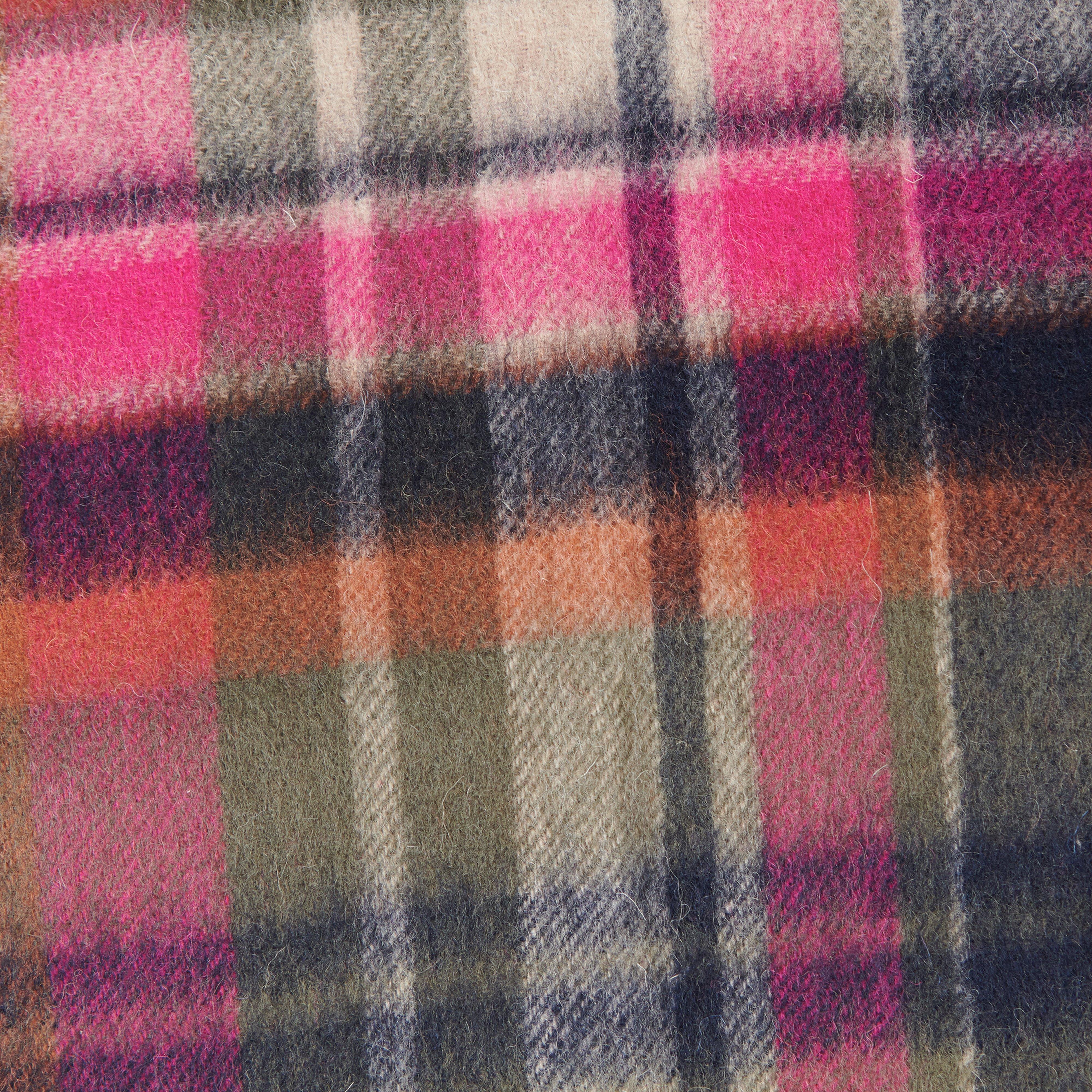 Womens Vintage Winter Plaid Scarf Pink Dahlia