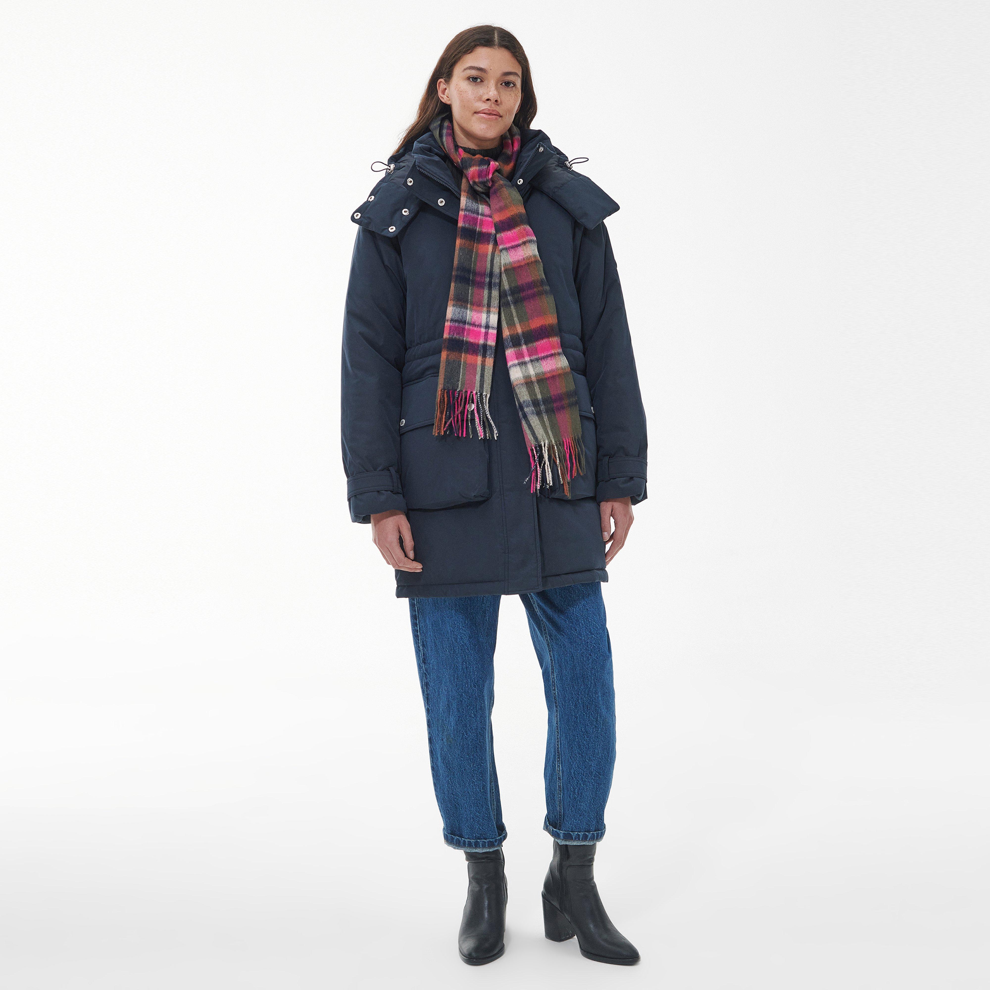 Womens Vintage Winter Plaid Scarf Pink Dahlia