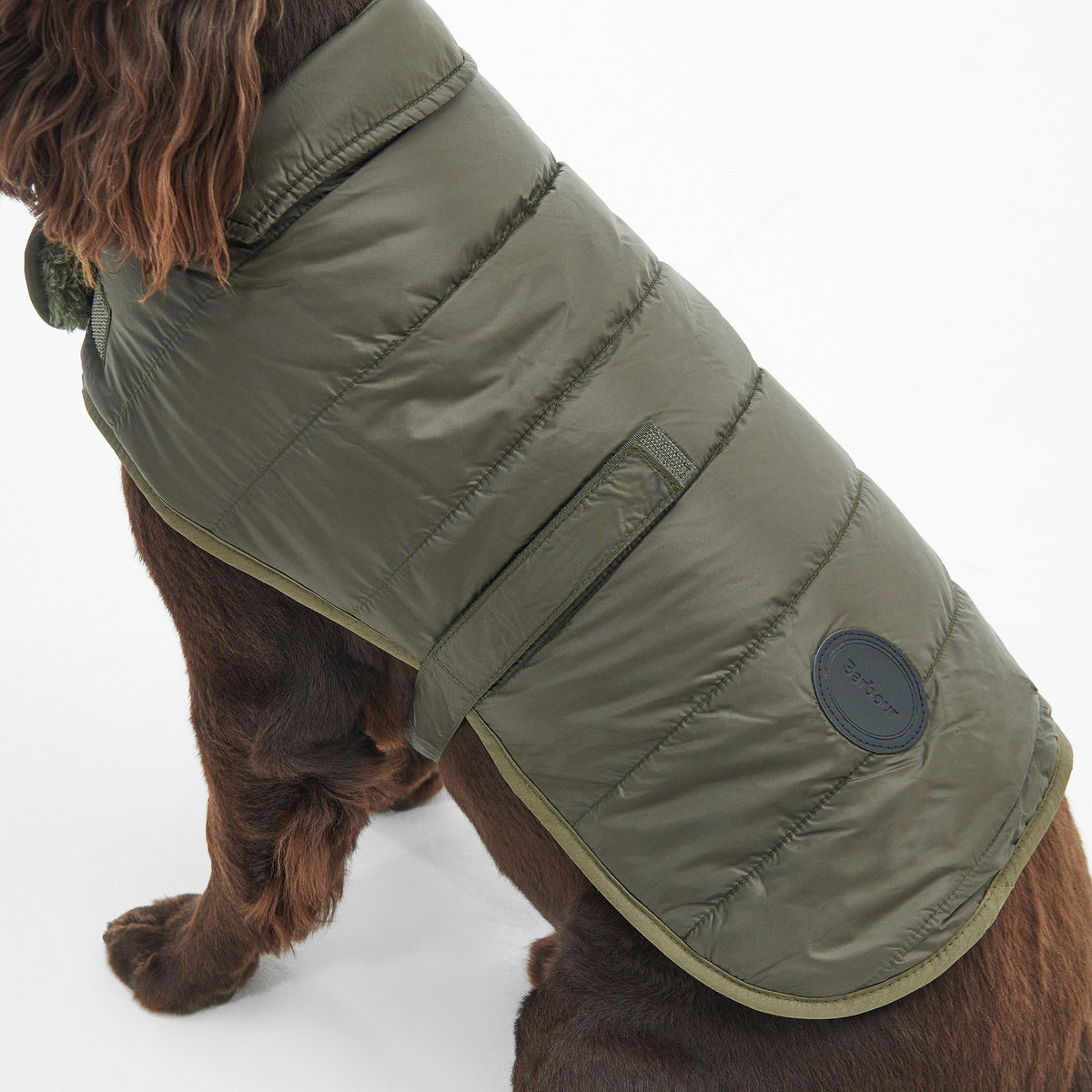 Baffle Quilted Dog Coat Dark Olive