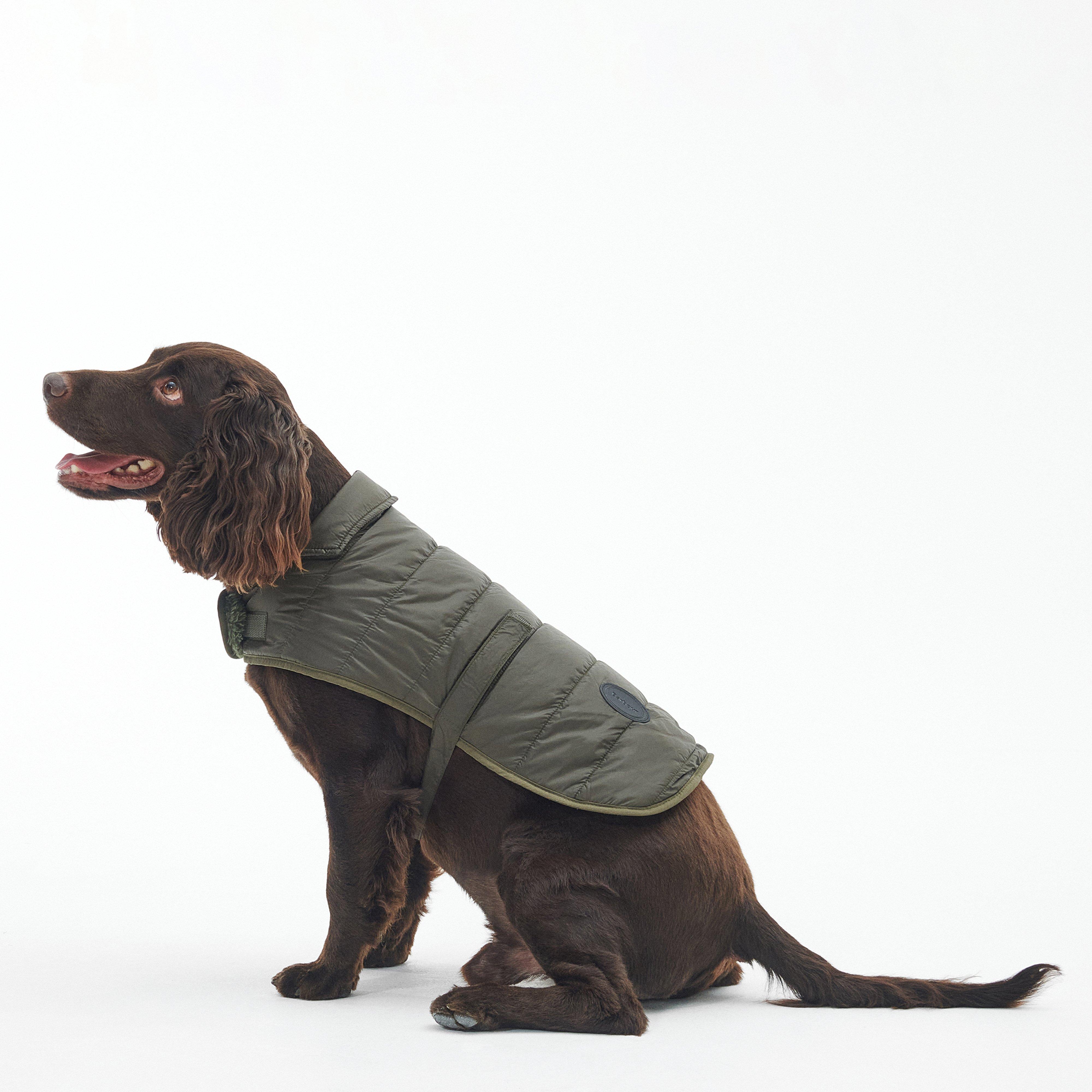 Baffle Quilted Dog Coat Dark Olive