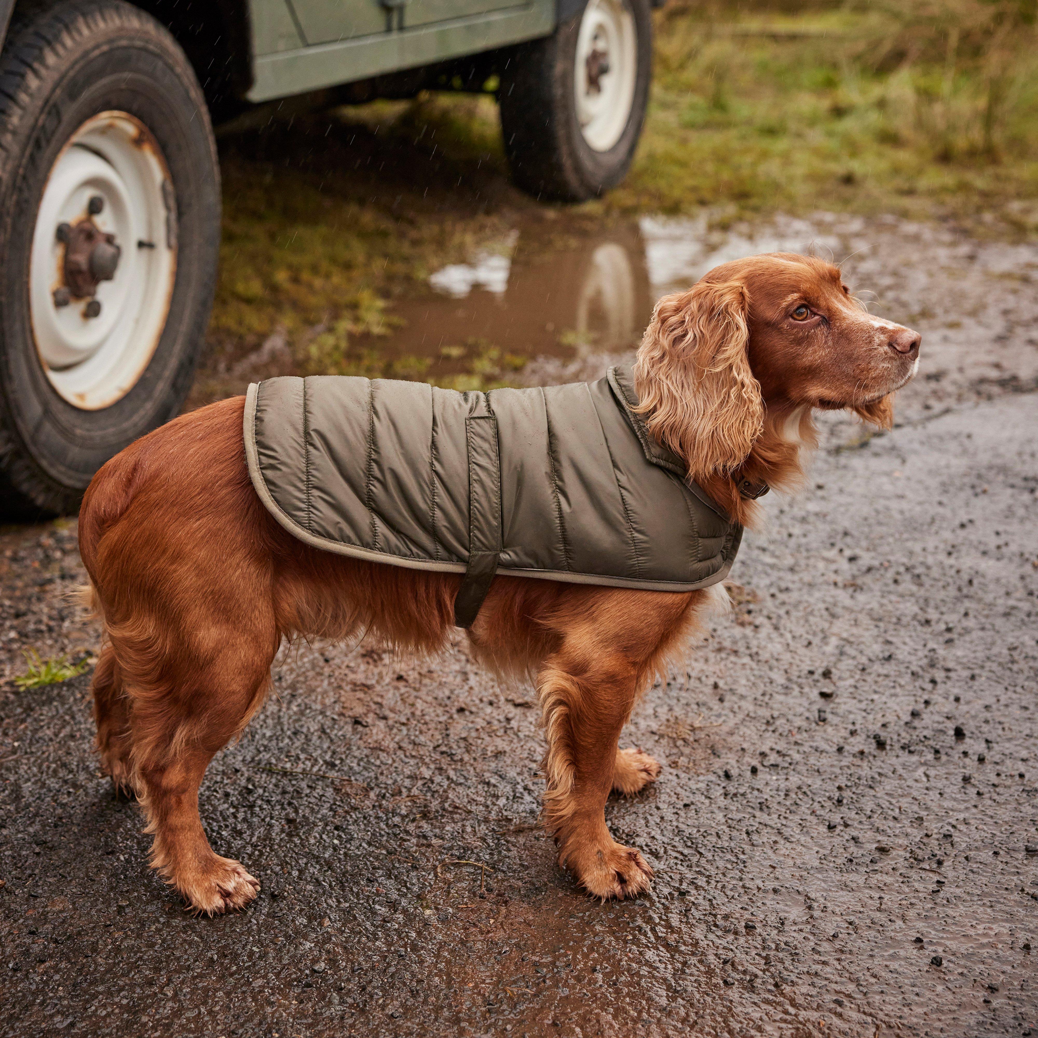 Baffle Quilted Dog Coat Dark Olive
