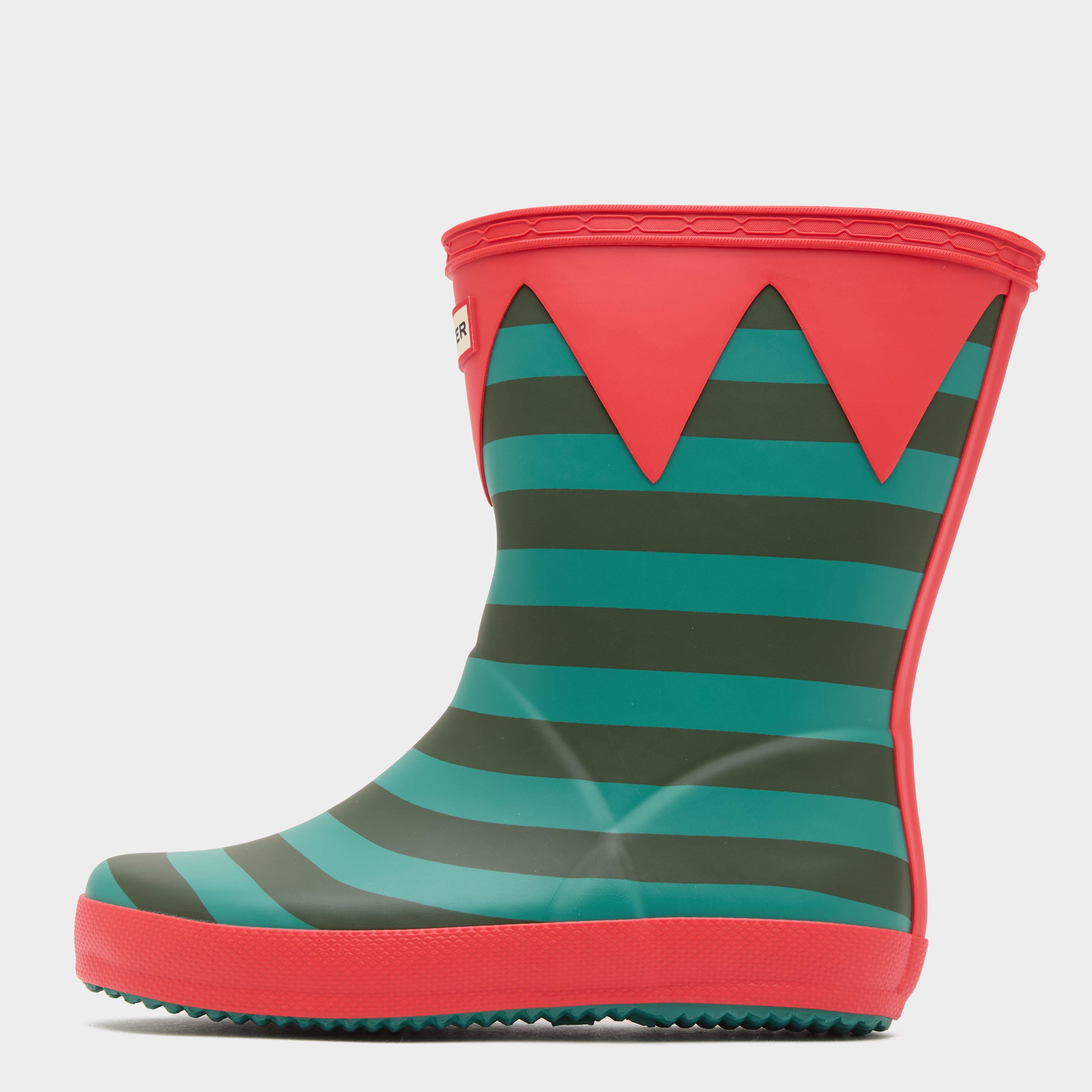 Kids First Classic Elf Stripe Wellington Boots Red/Green