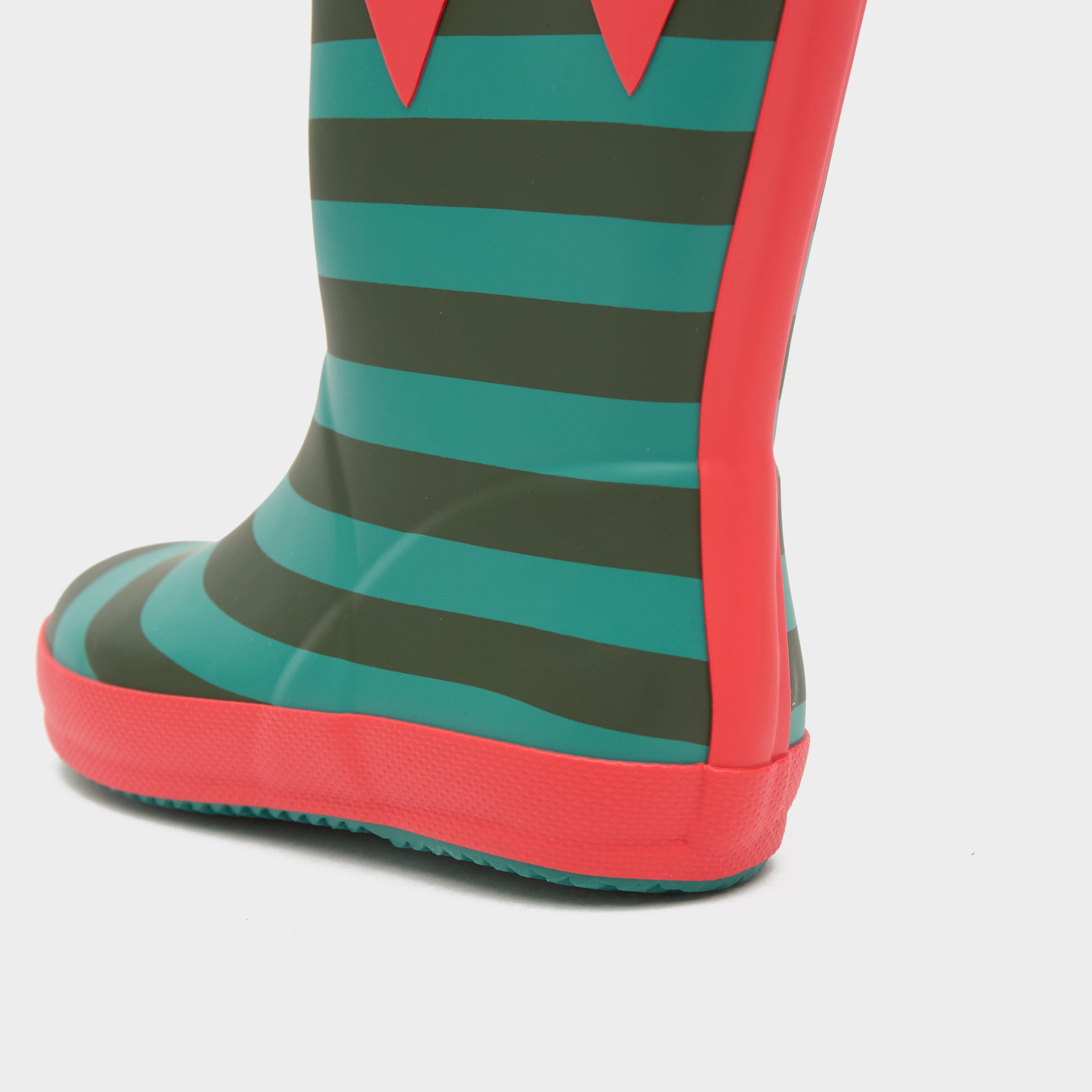 Kids First Classic Elf Stripe Wellington Boots Red/Green