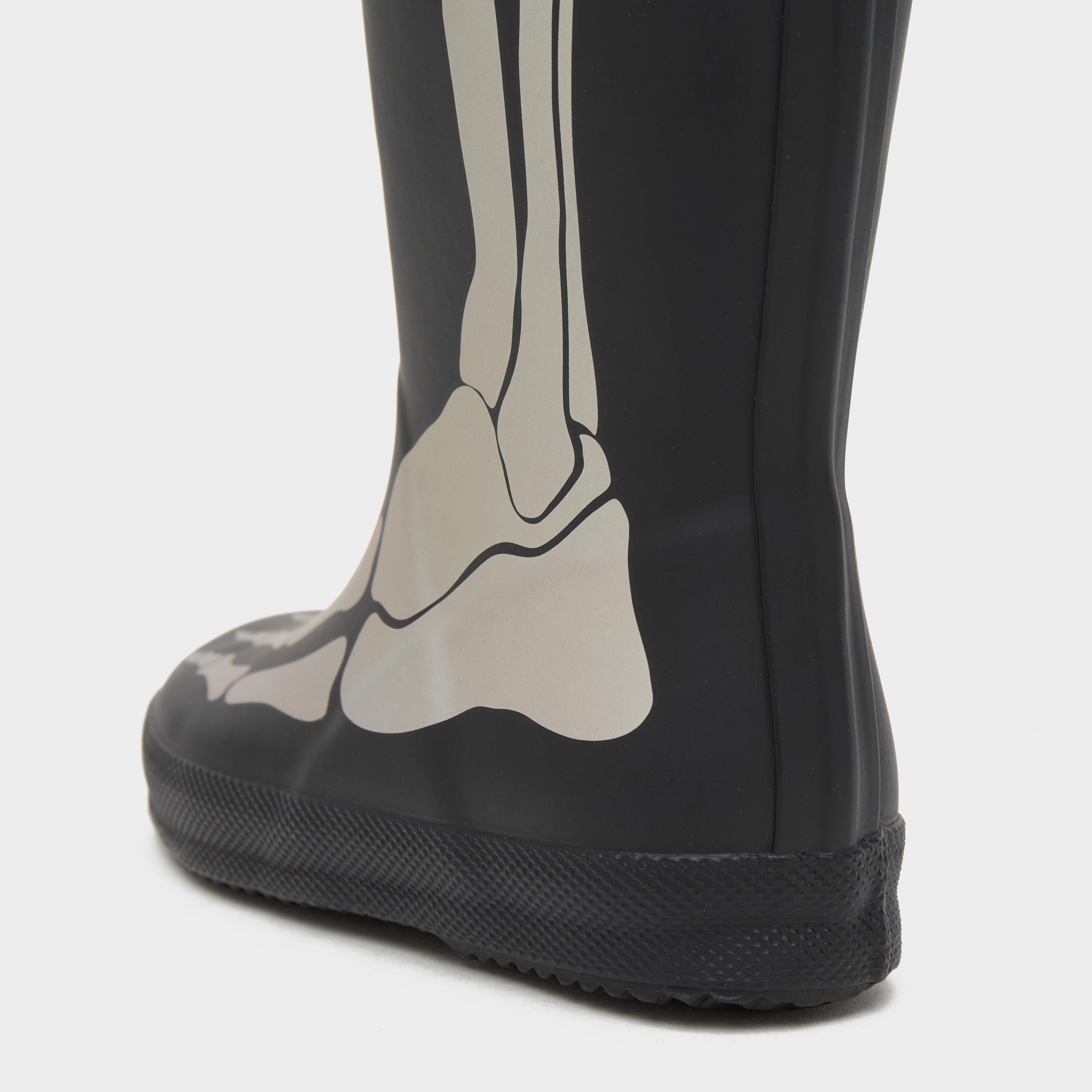 Kids First Classic Reflective Skeleton Wellington Boots Black