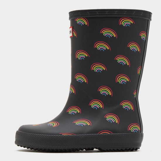 Kids Original First Rainbow Print Wellington Boots Black