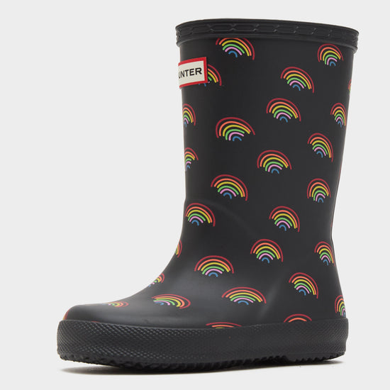 Kids Original First Rainbow Print Wellington Boots Black