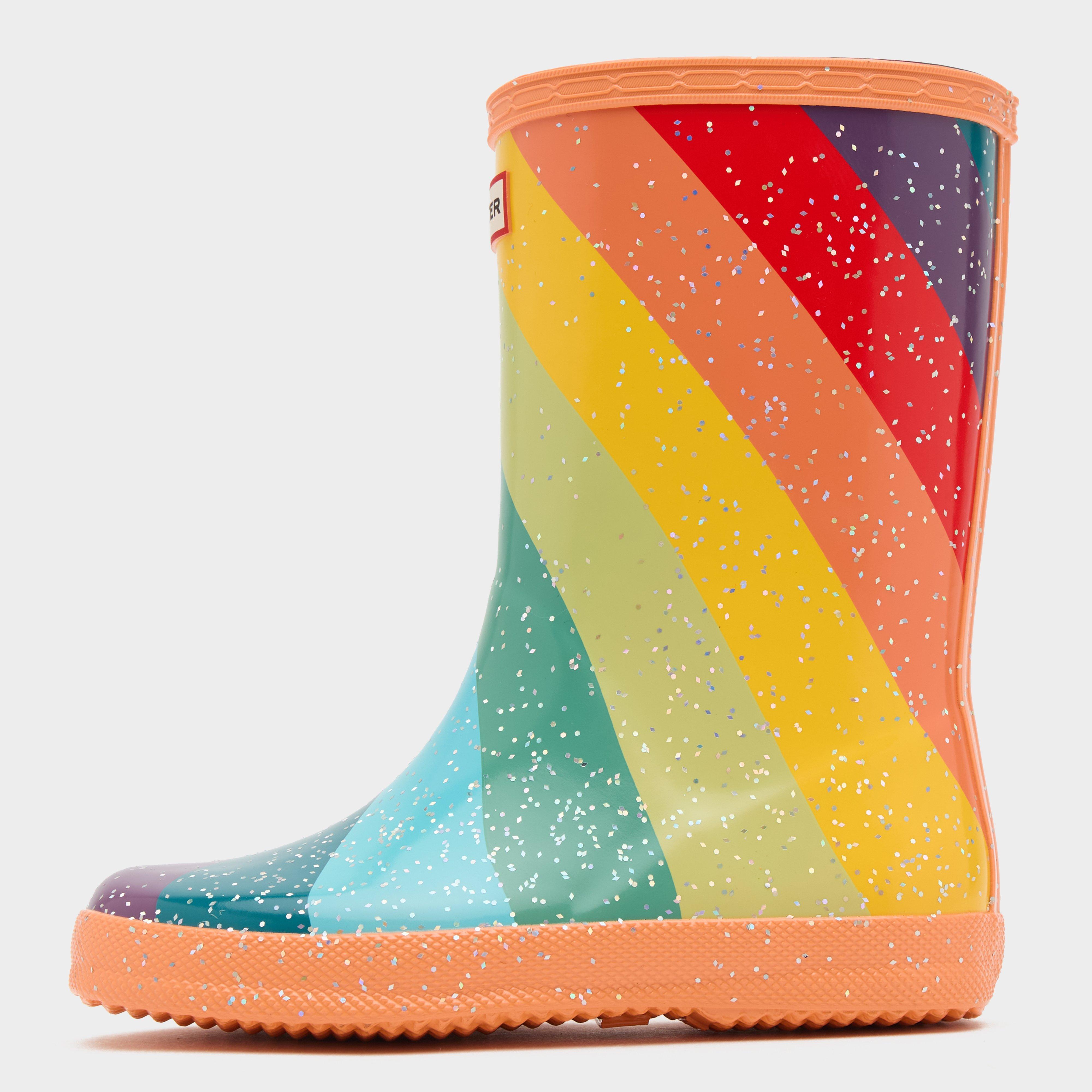 Kids Rainbow Glitter Rain Boots – Waterproof PVC Wellies, Mid-Calf, Lightweight & Grippy For Wet Weather