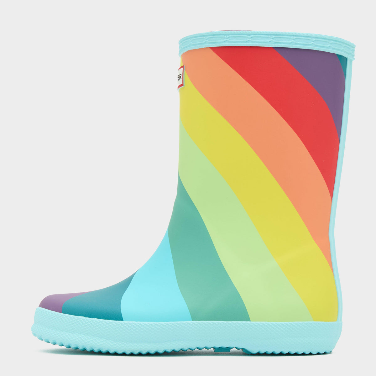 Kids First Classic Rainbow Wellington Boots Blue Rainbow Stripe