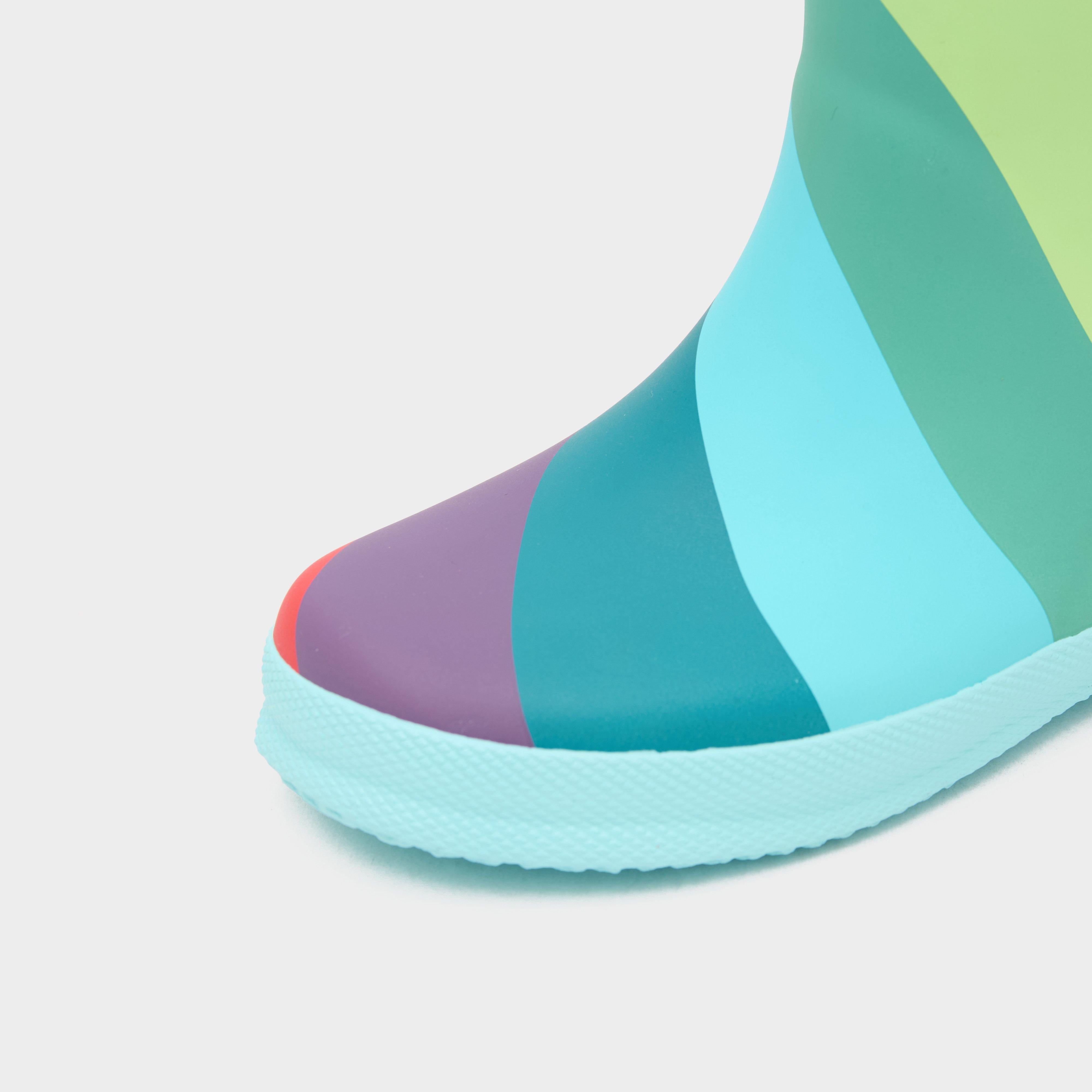 Kids First Classic Rainbow Wellington Boots Blue Rainbow Stripe