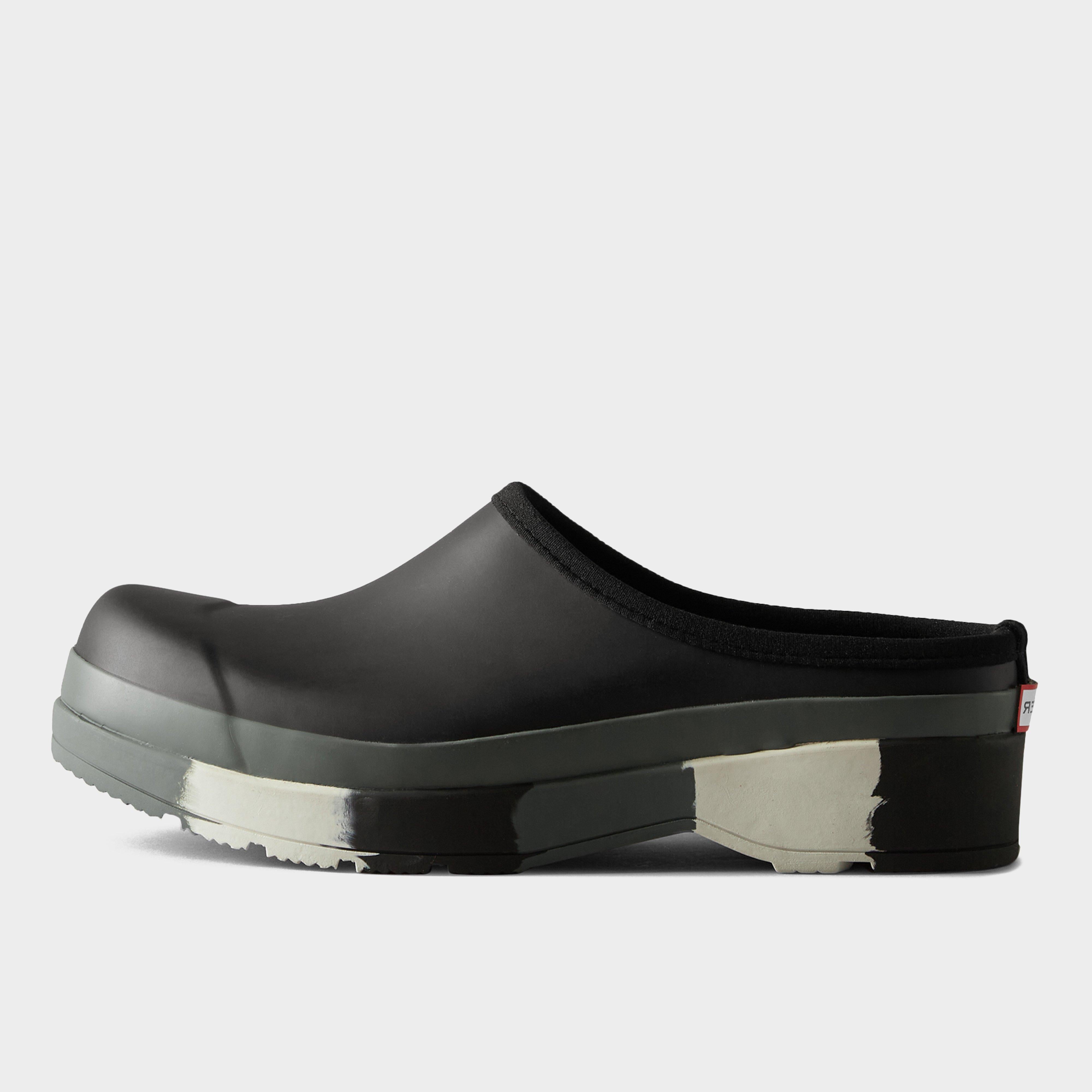 Mens Original Striped Sole Play Rubber Clogs Black/White Willow/Urban