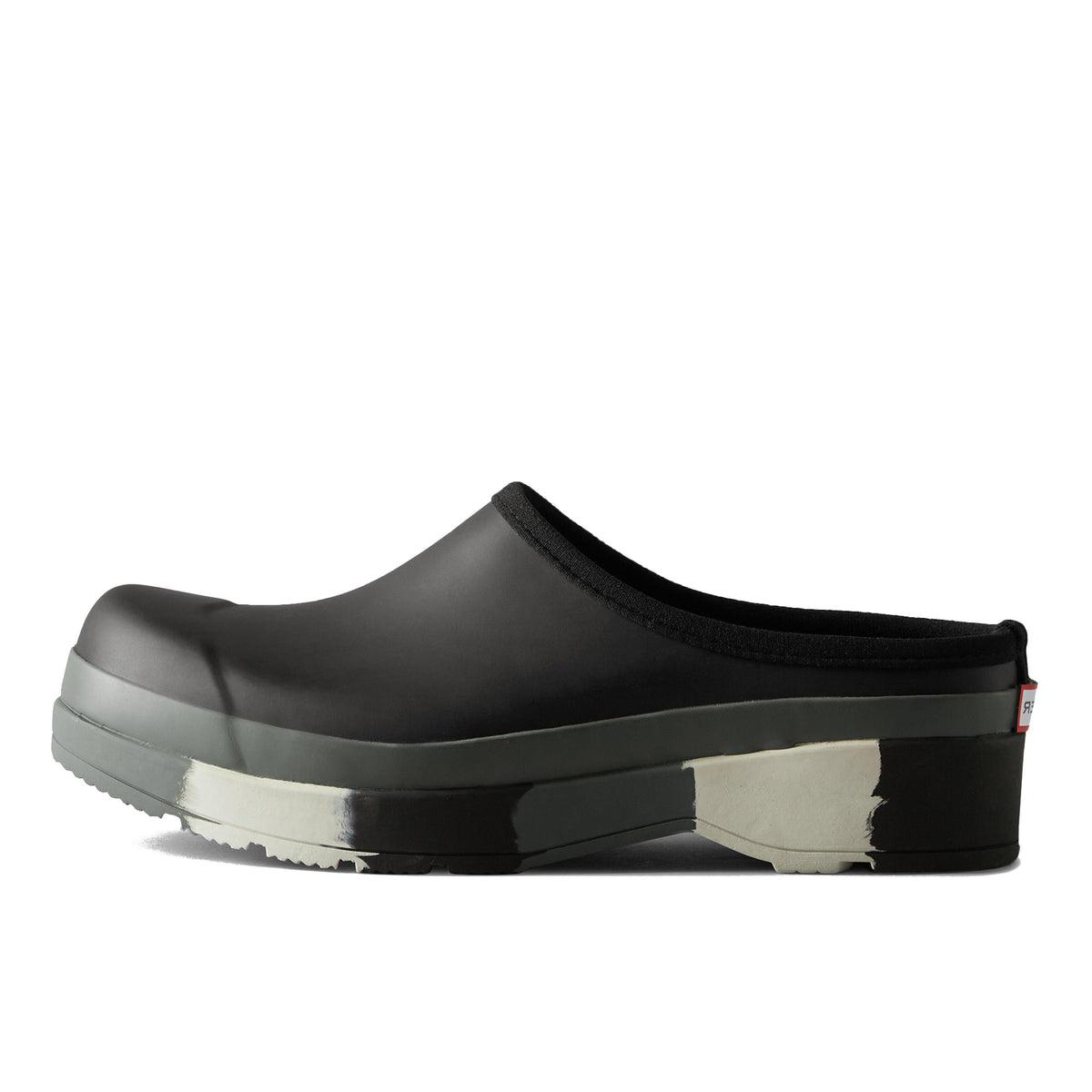 Mens Original Striped Sole Play Rubber Clogs Black/White Willow/Urban