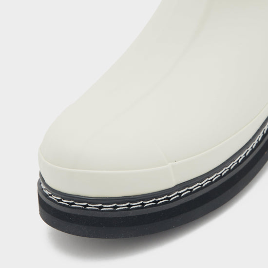 Womens Refined Stitched Roll Top Vegan Shearling Boots White