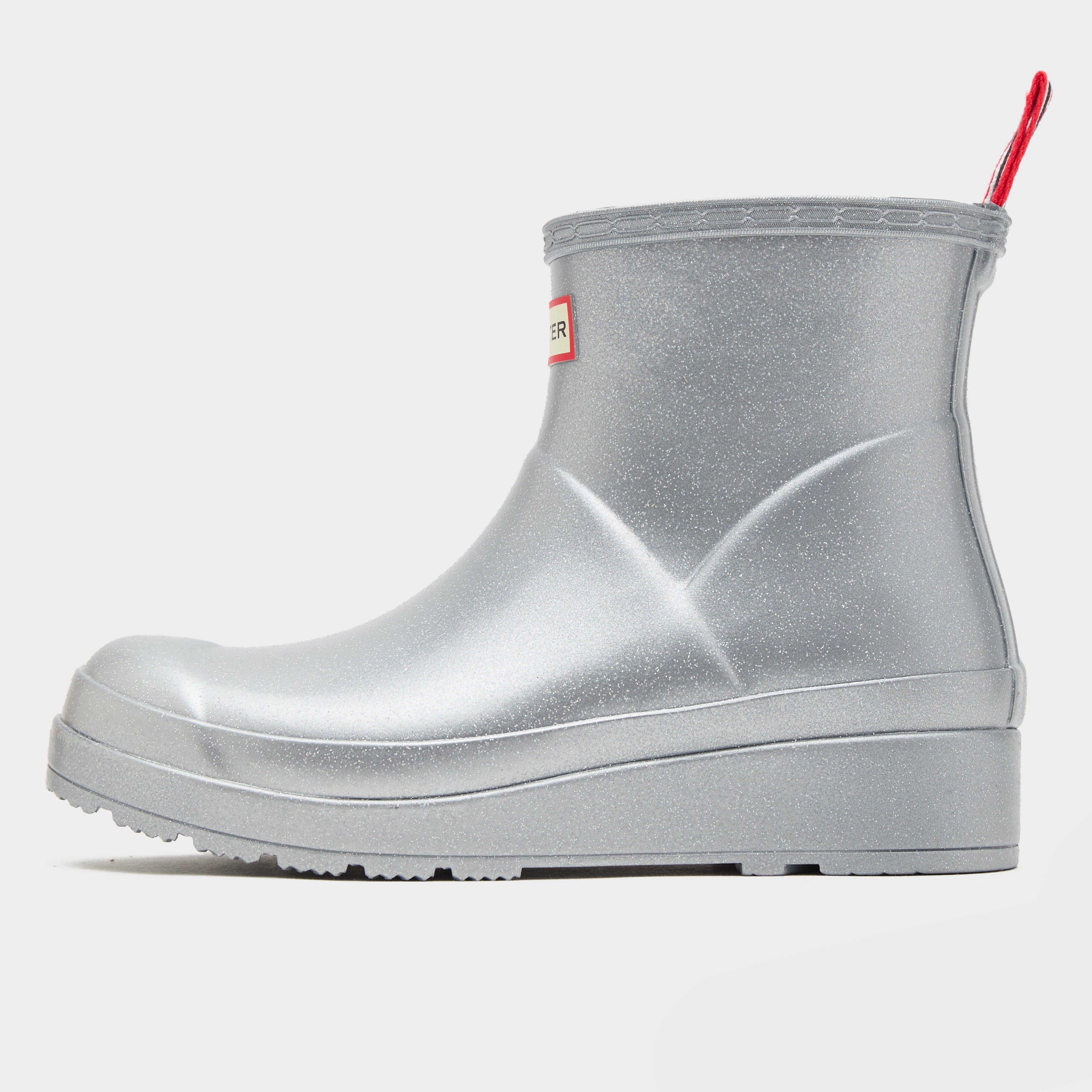 Womens Play Short Cosmic Wellington Boots Silver