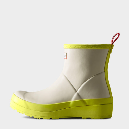 Womens Play Short Wellington Boots White/Yellow