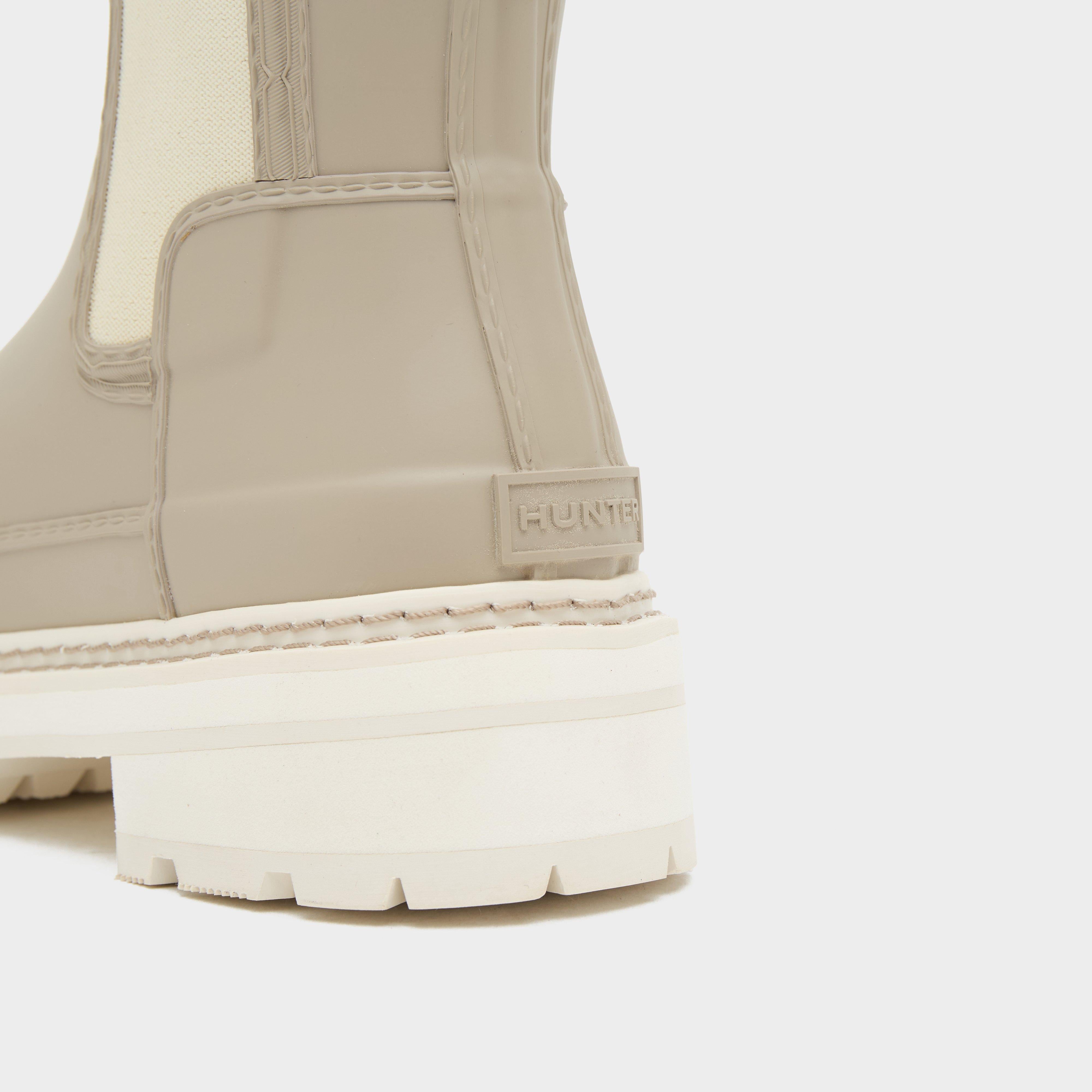 Womens Refined Stitch Detail Chelsea Wellington Boots Skimming Stone/White