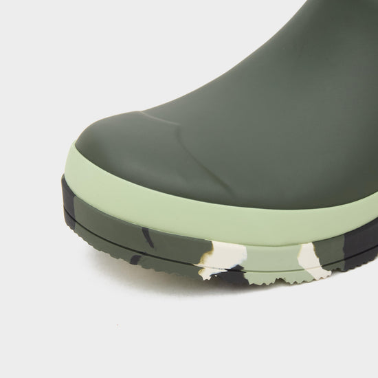 Womens Play Short Splash Sole Rain Wellington Boots Dark Olive/Everglade Green/Black
