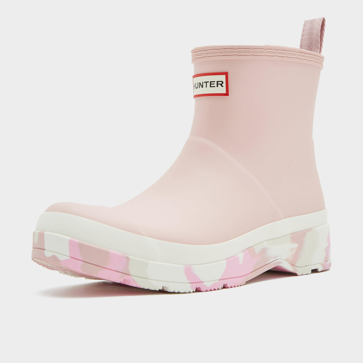 Womens Play Short Splash Sole Rain Wellington Boots Baby Pink/White