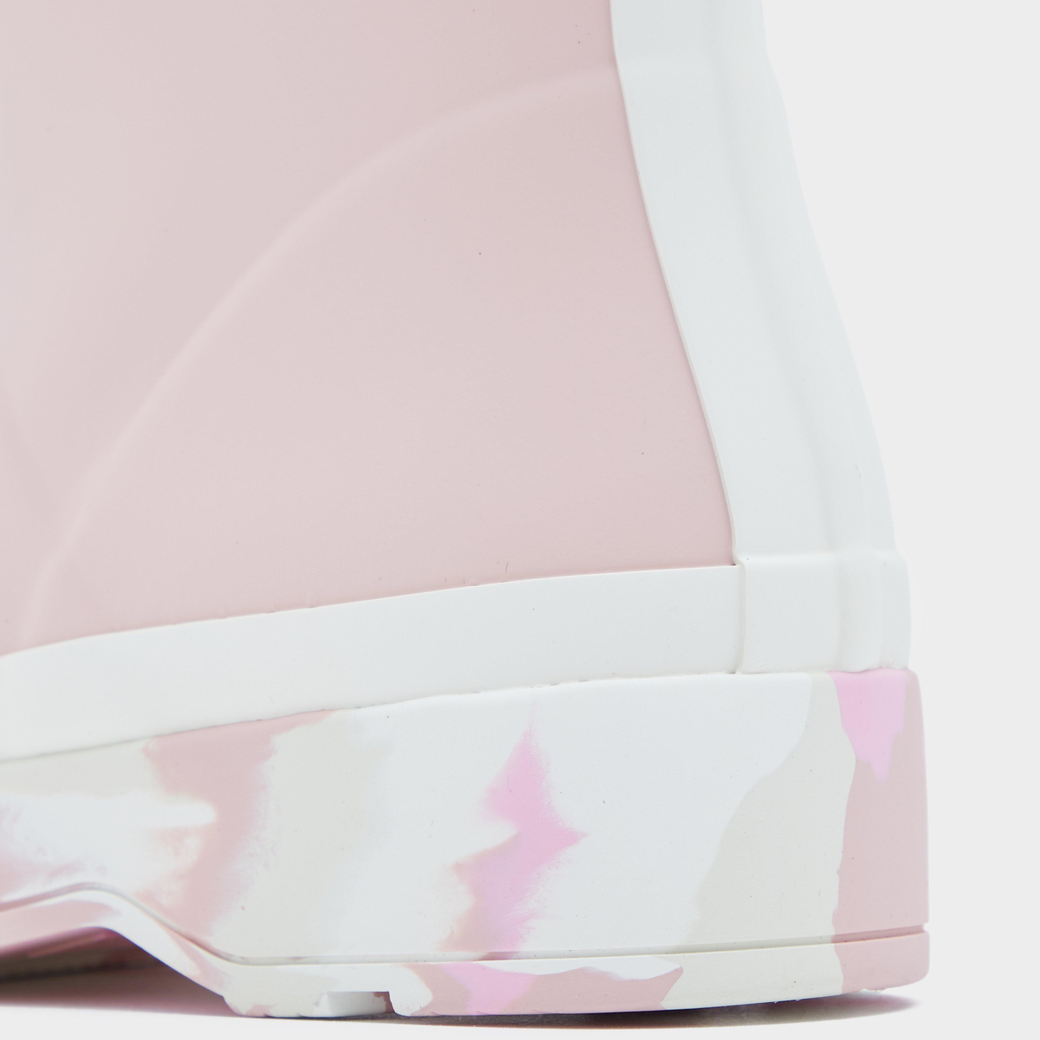 Womens Play Short Splash Sole Rain Wellington Boots Baby Pink/White