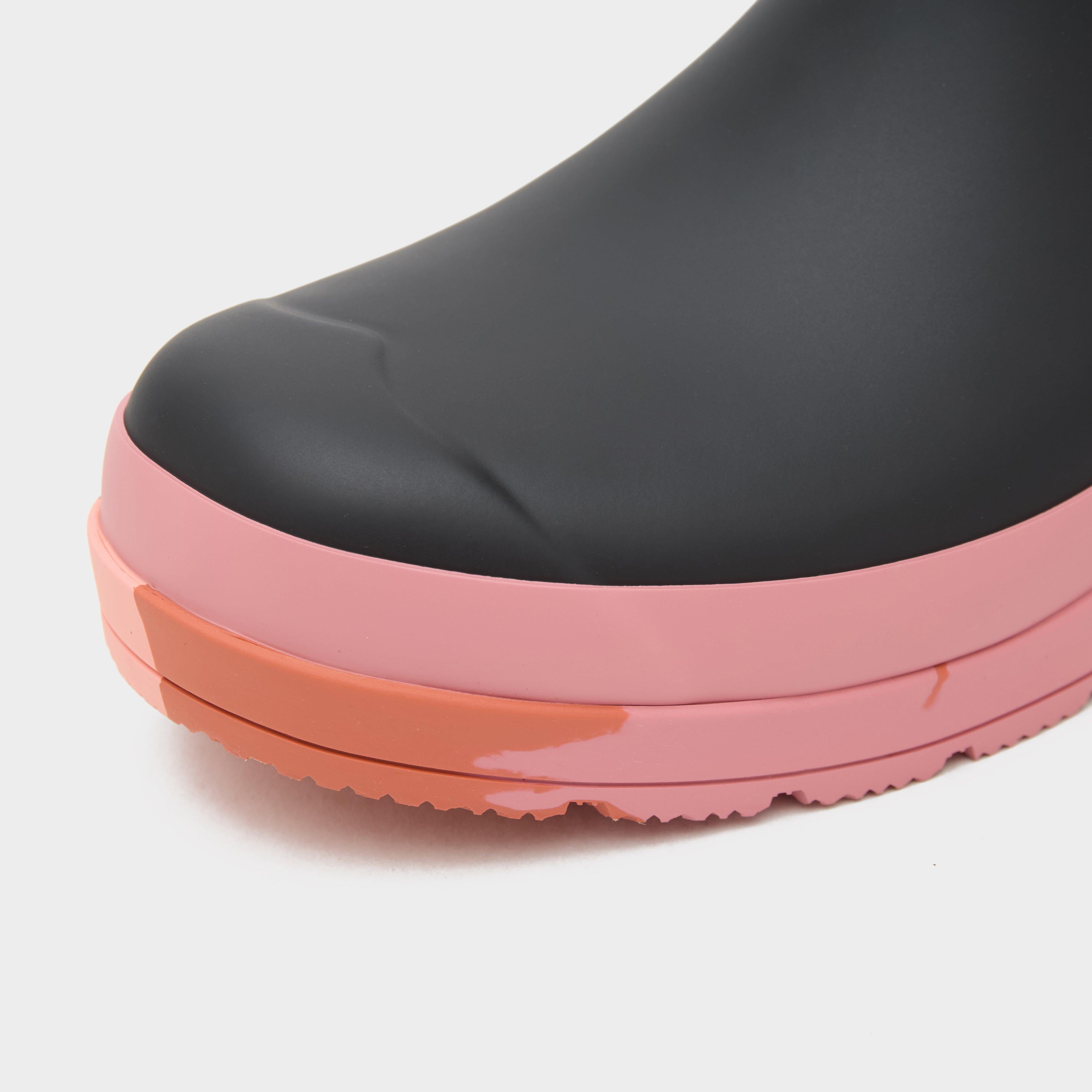 Womens Play Short Camo Sole Rain Wellington Boots Black/Pink