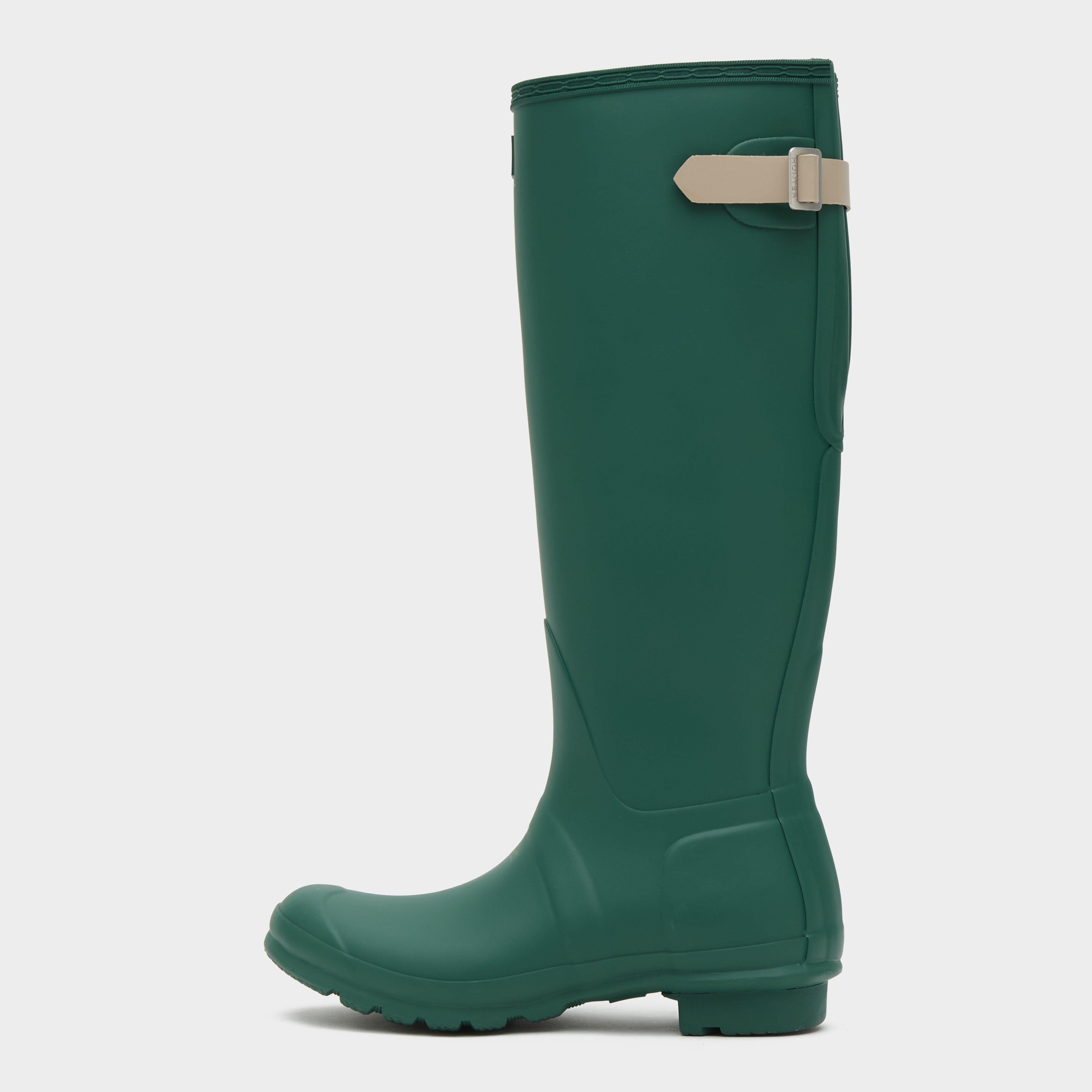 Womens Tall Back Adjustable Wellington Boots Green