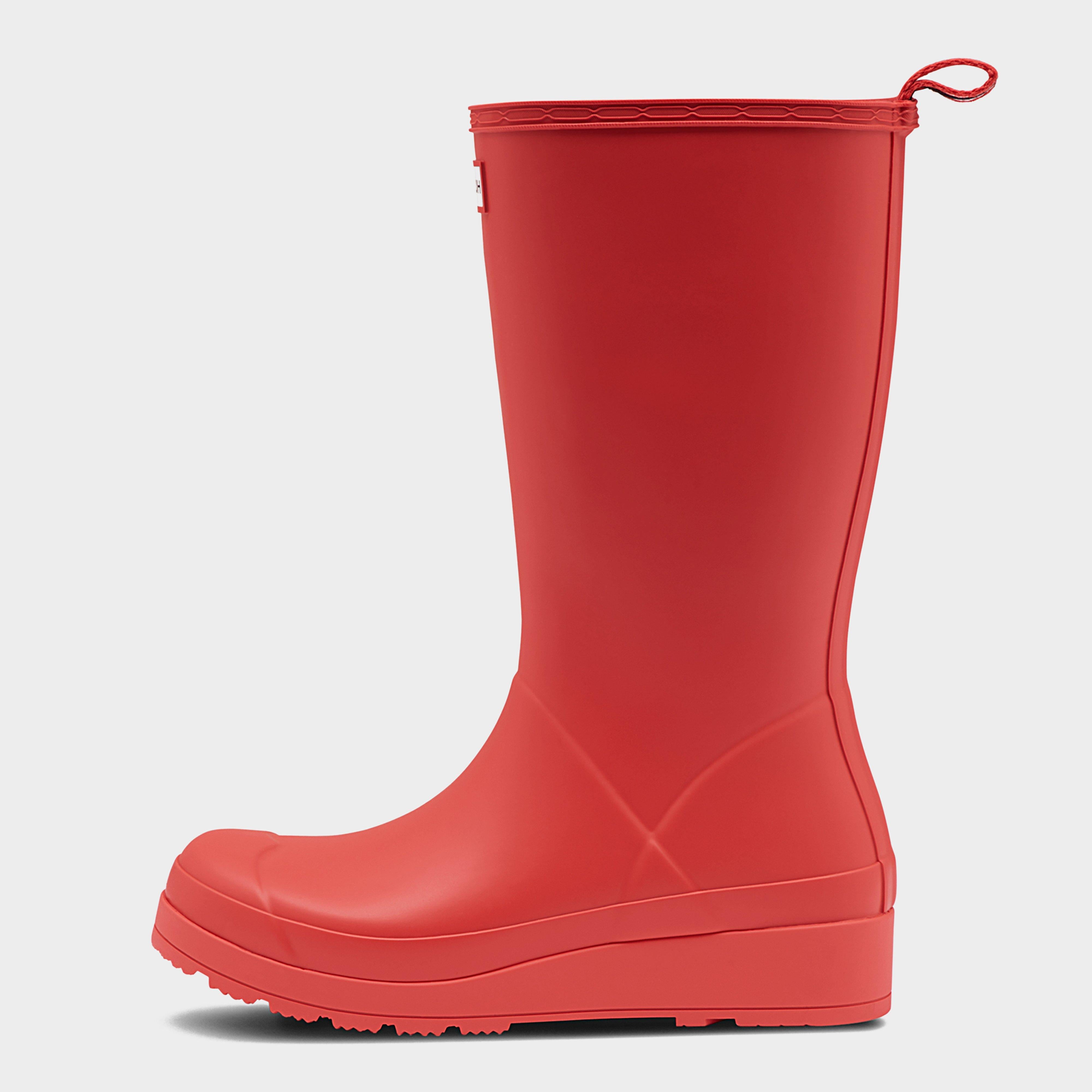 Womens Play Tall Wellington Boots Logo Red