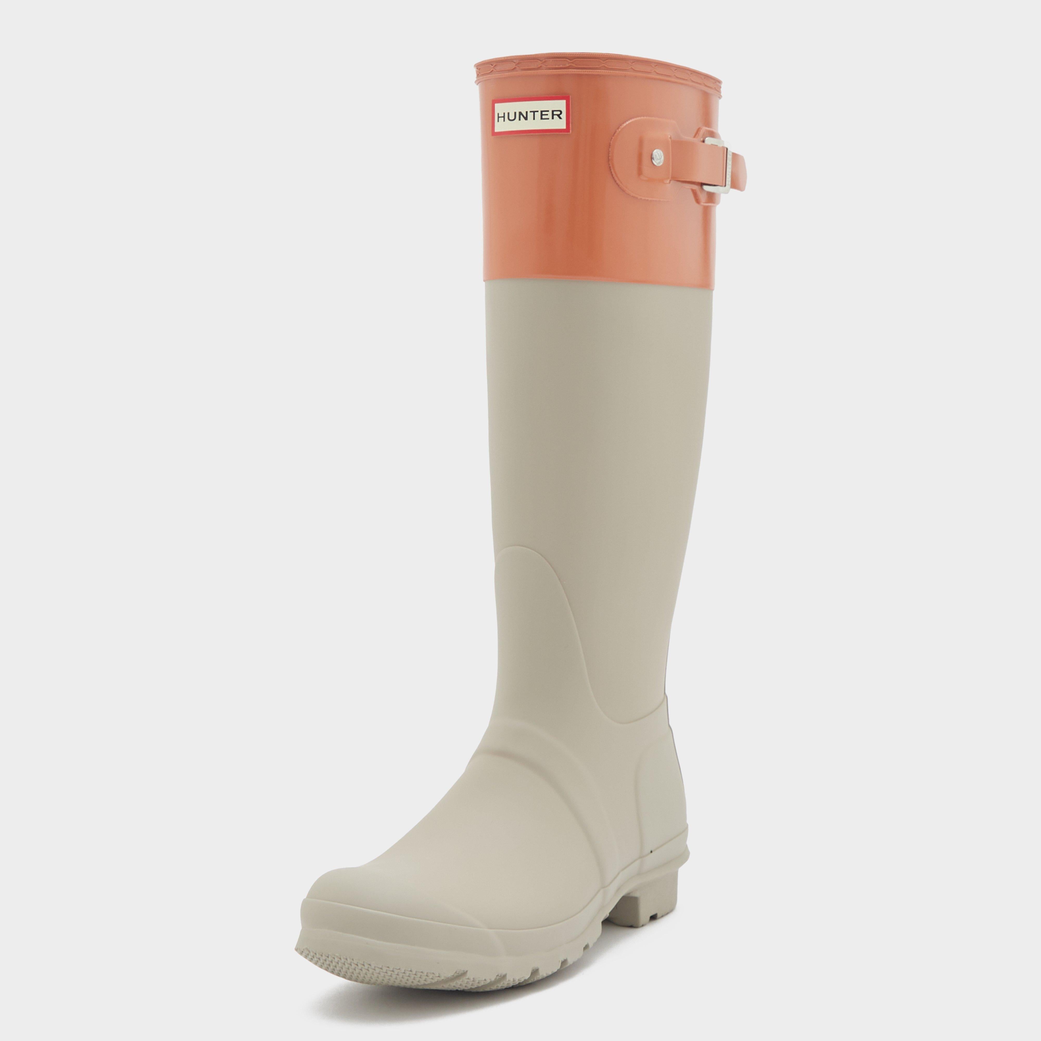 Womens Original Tall Colour Block Wellington Boots Skimming Stone/Coral