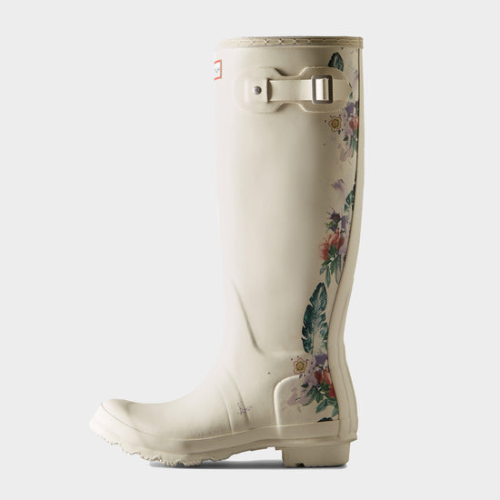 Womens Original Tall Floral Print Wellington Boots White