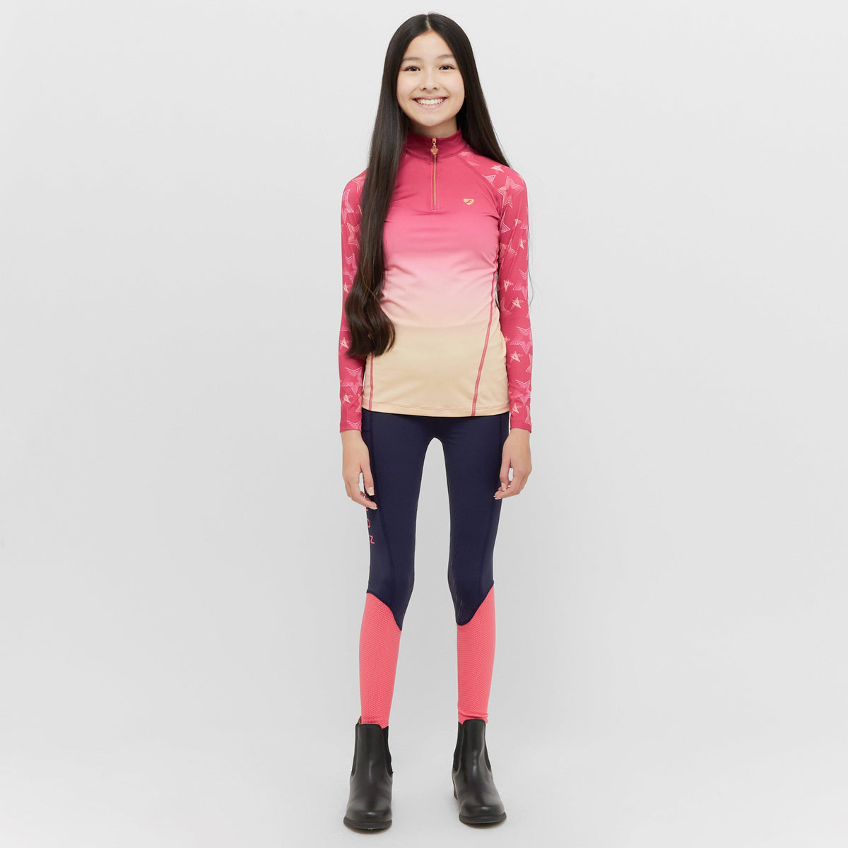 Young Rider Rhythm Mesh Riding Tights Navy