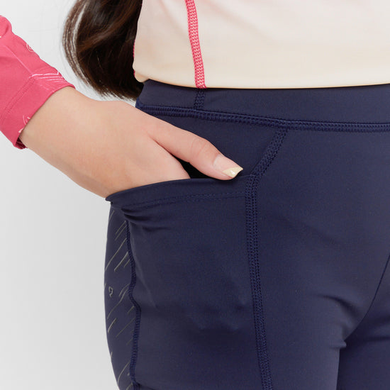 Young Rider Rhythm Mesh Riding Tights Navy