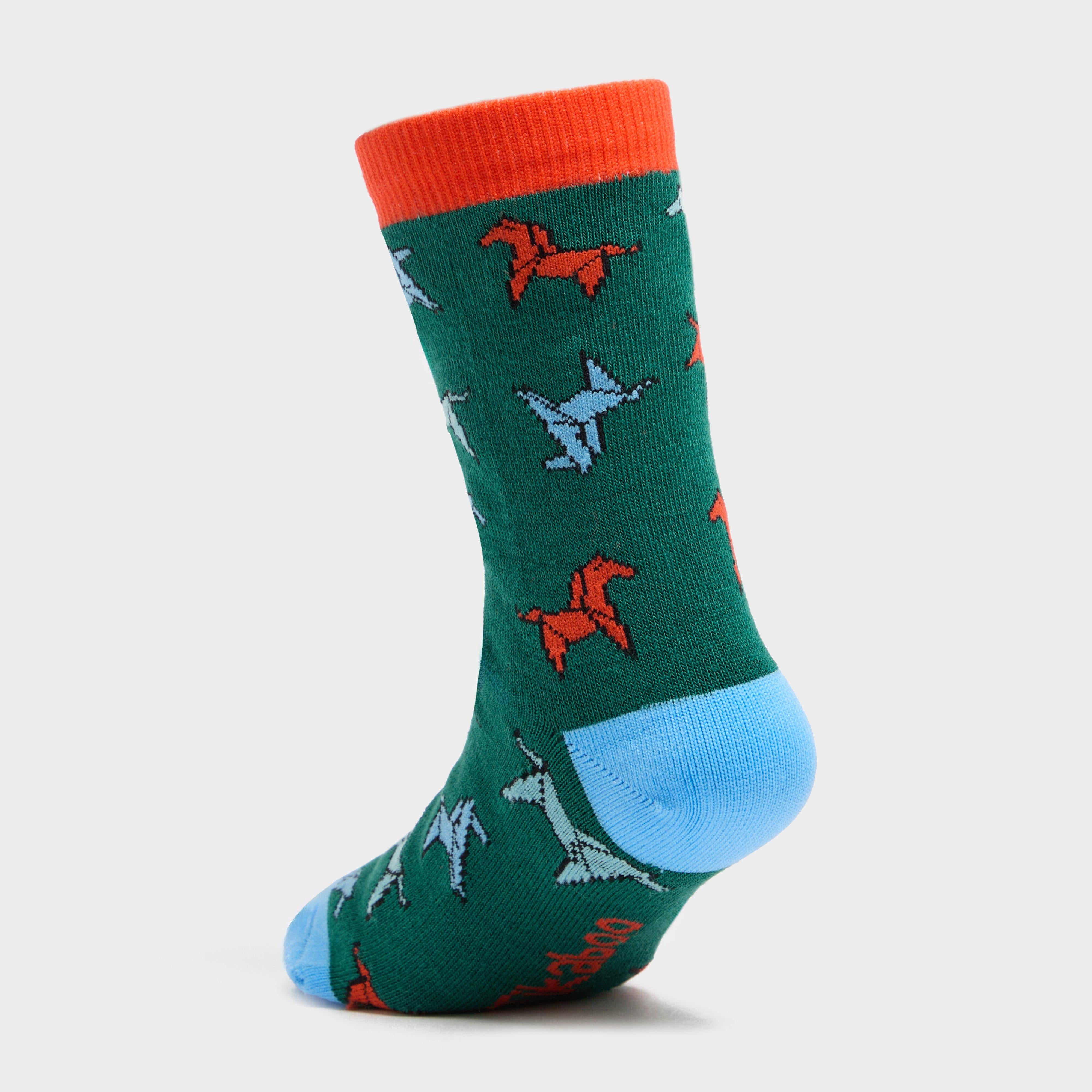 Kids Ankle Socks Green Horse