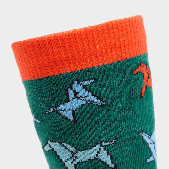 Kids Ankle Socks Green Horse