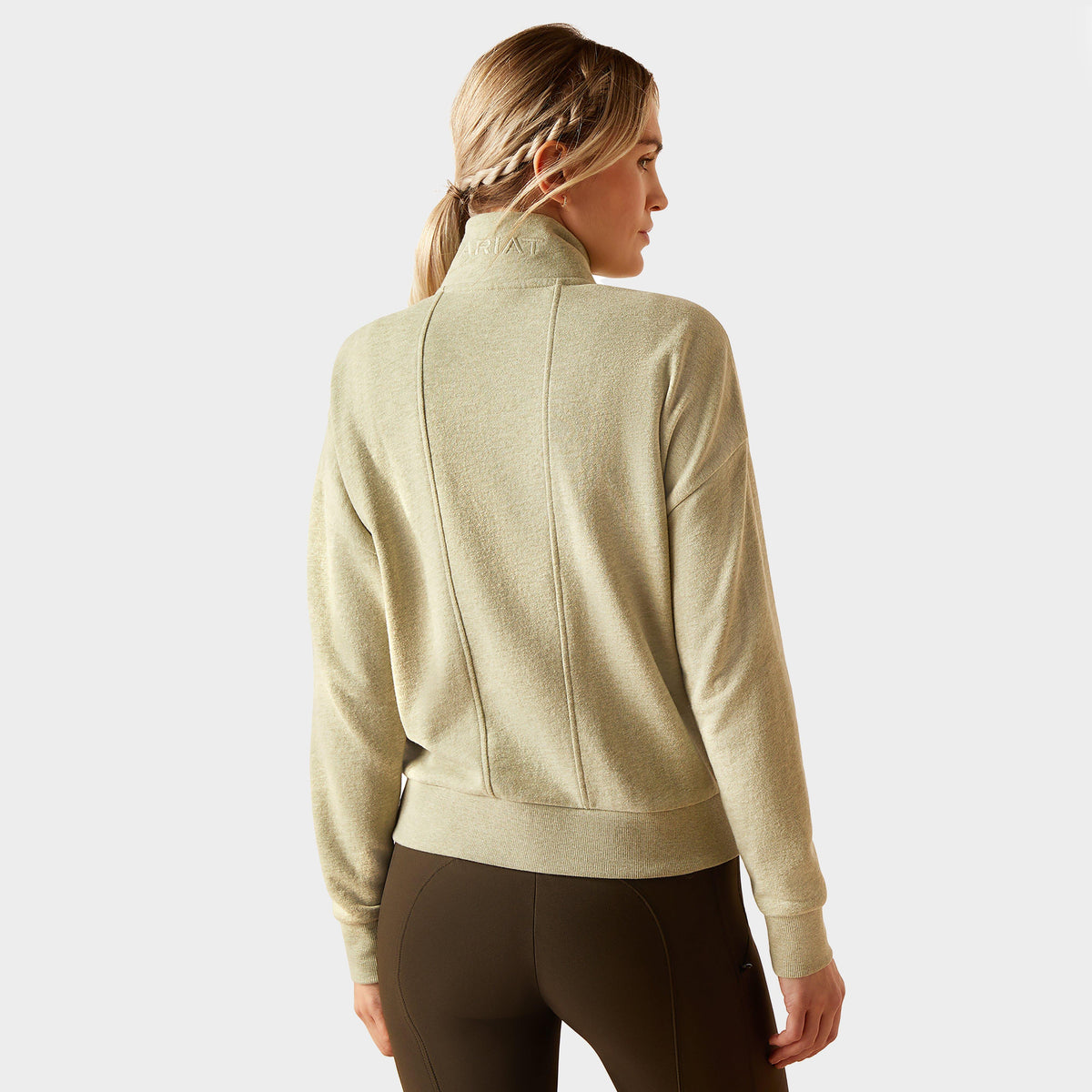 Womens Friday Cotton 1/2 Zip Sweatshirt Heather Laurel Green