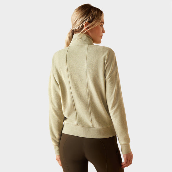 Womens Friday Cotton 1/2 Zip Sweatshirt Heather Laurel Green