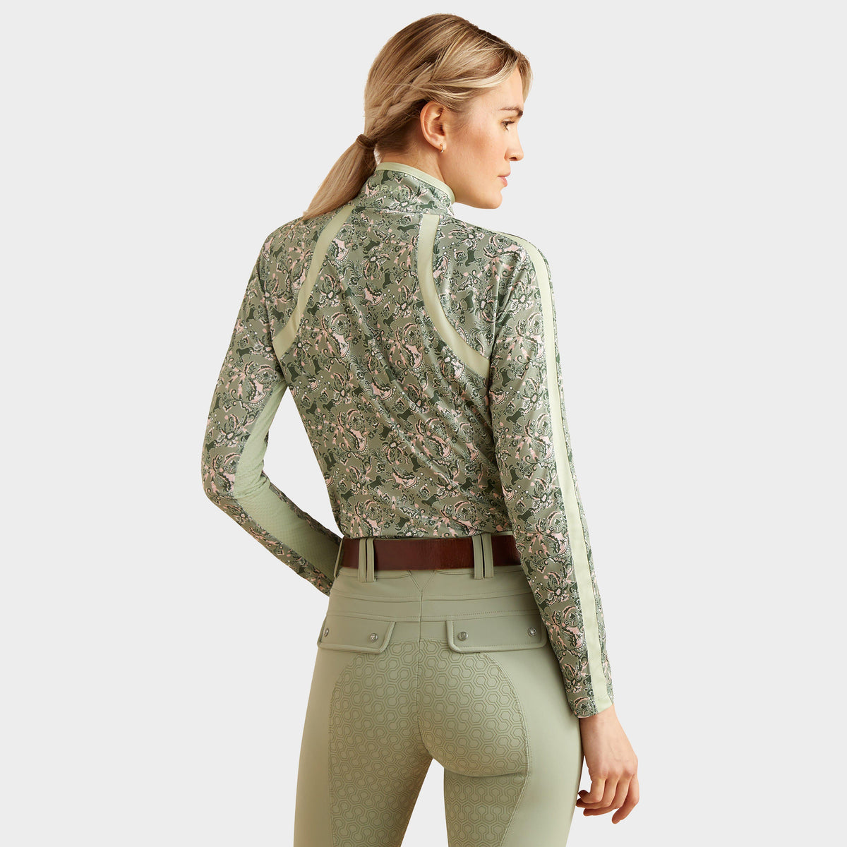 Womens Sunstopper 3.0 1/4 Zip Base Layer Green Baroque