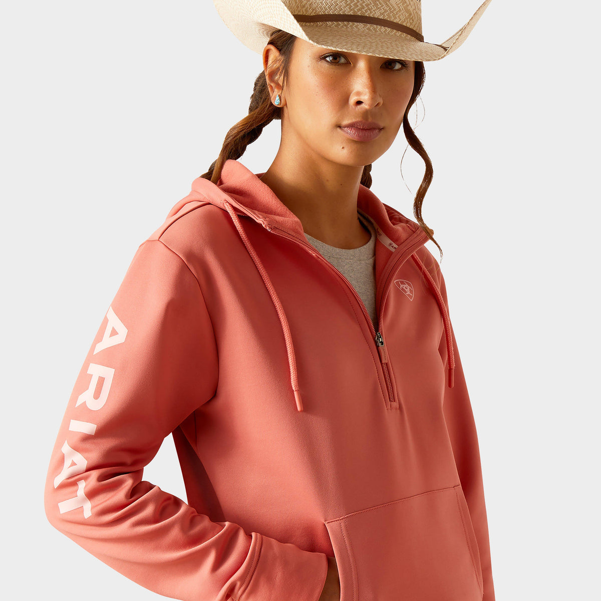 Womens Tek Hoodie 1/2 Zip Hoodie Faded Rose