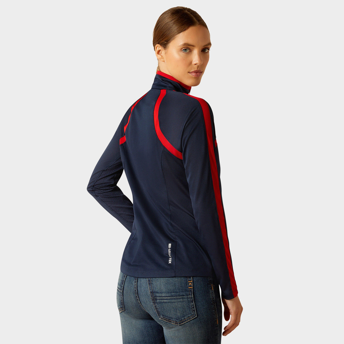 Womens Sunstopper 3.0 1/4 Zip Base Layer Navy/Red
