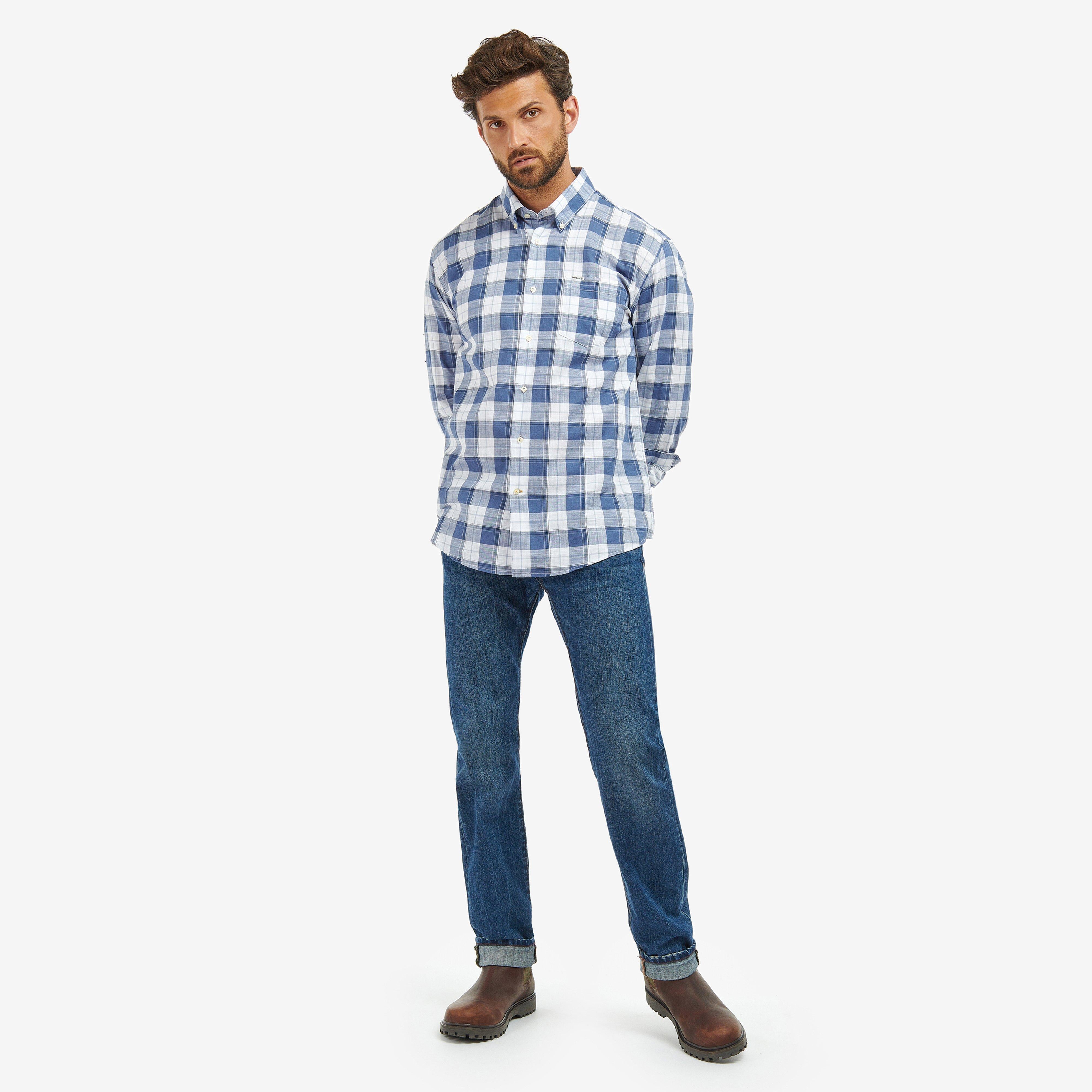 Mens Broxfield Regular Checked Shirt Classic Blue