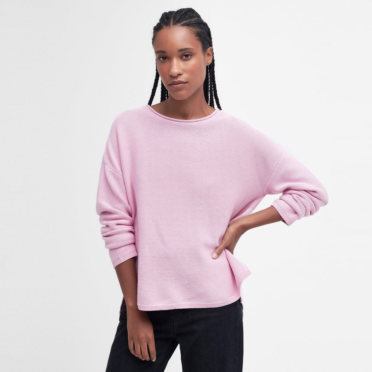 Womens Marine Knitted Jumper Mallow Pink