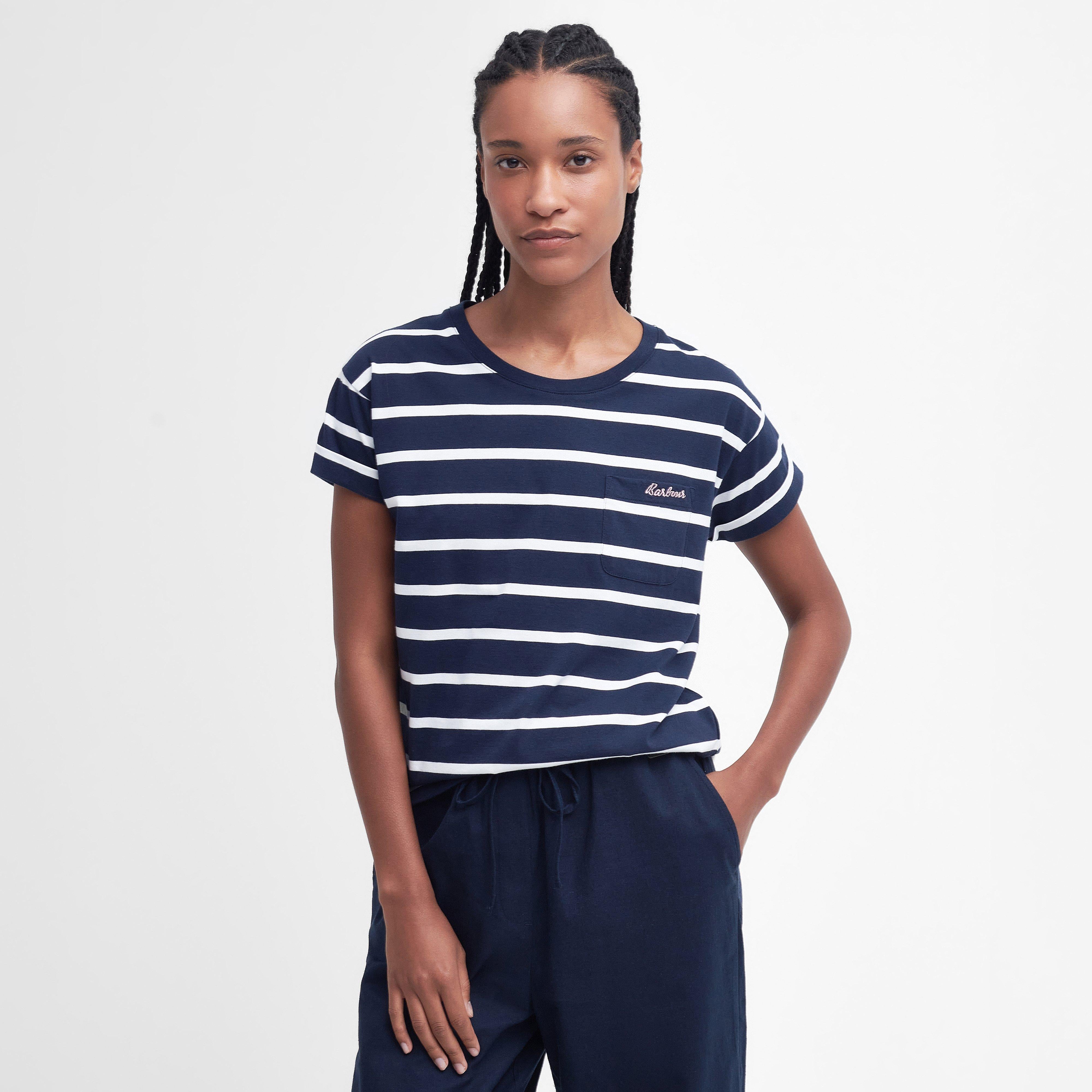 Womens Otterburn Stripe T-Shirt Navy/White Stripe