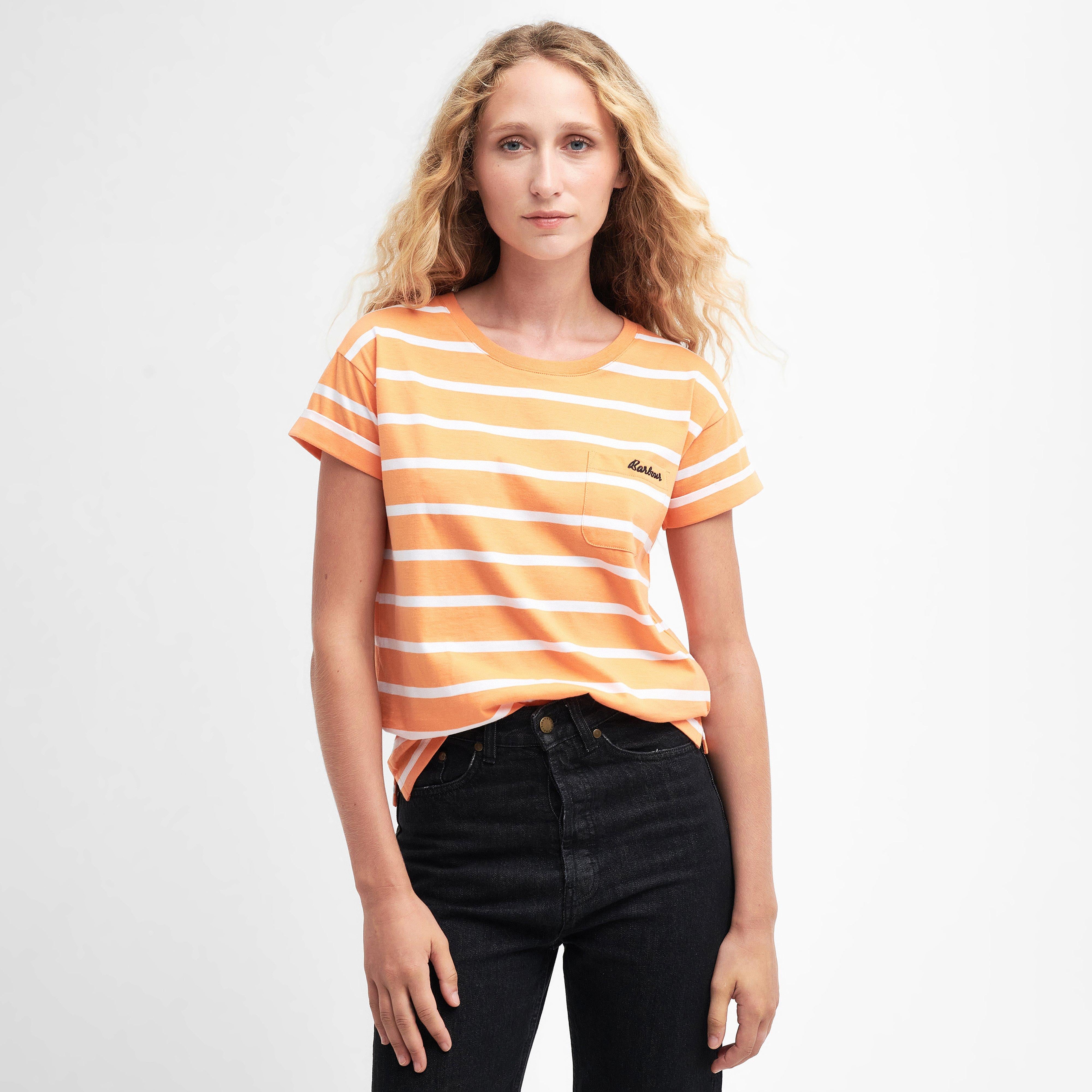 Womens Otterburn Stripe T-Shirt Apricot Crush