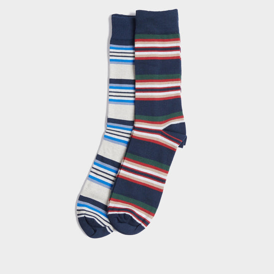 Summer Stripe 2 Pack Socks Navy Mix