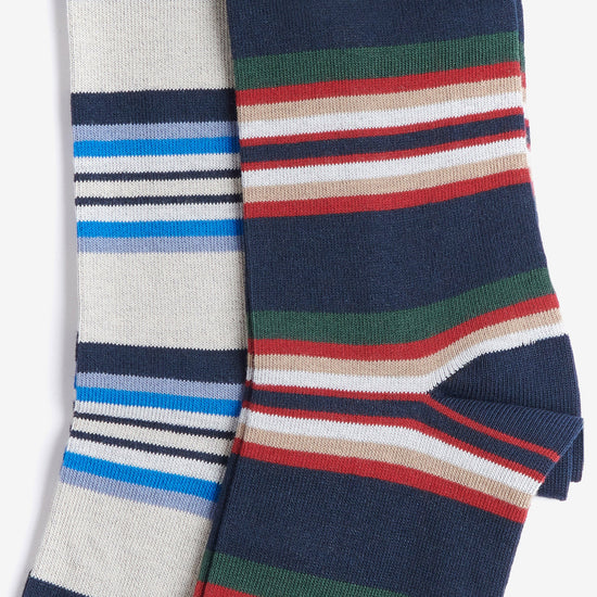 Summer Stripe 2 Pack Socks Navy Mix