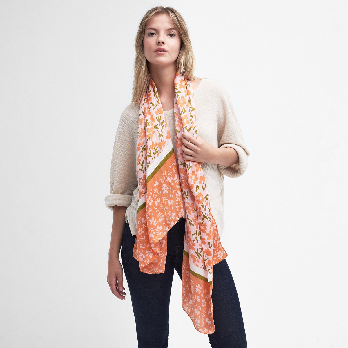 Womens Kelley Floral Scarf Apricot Crush