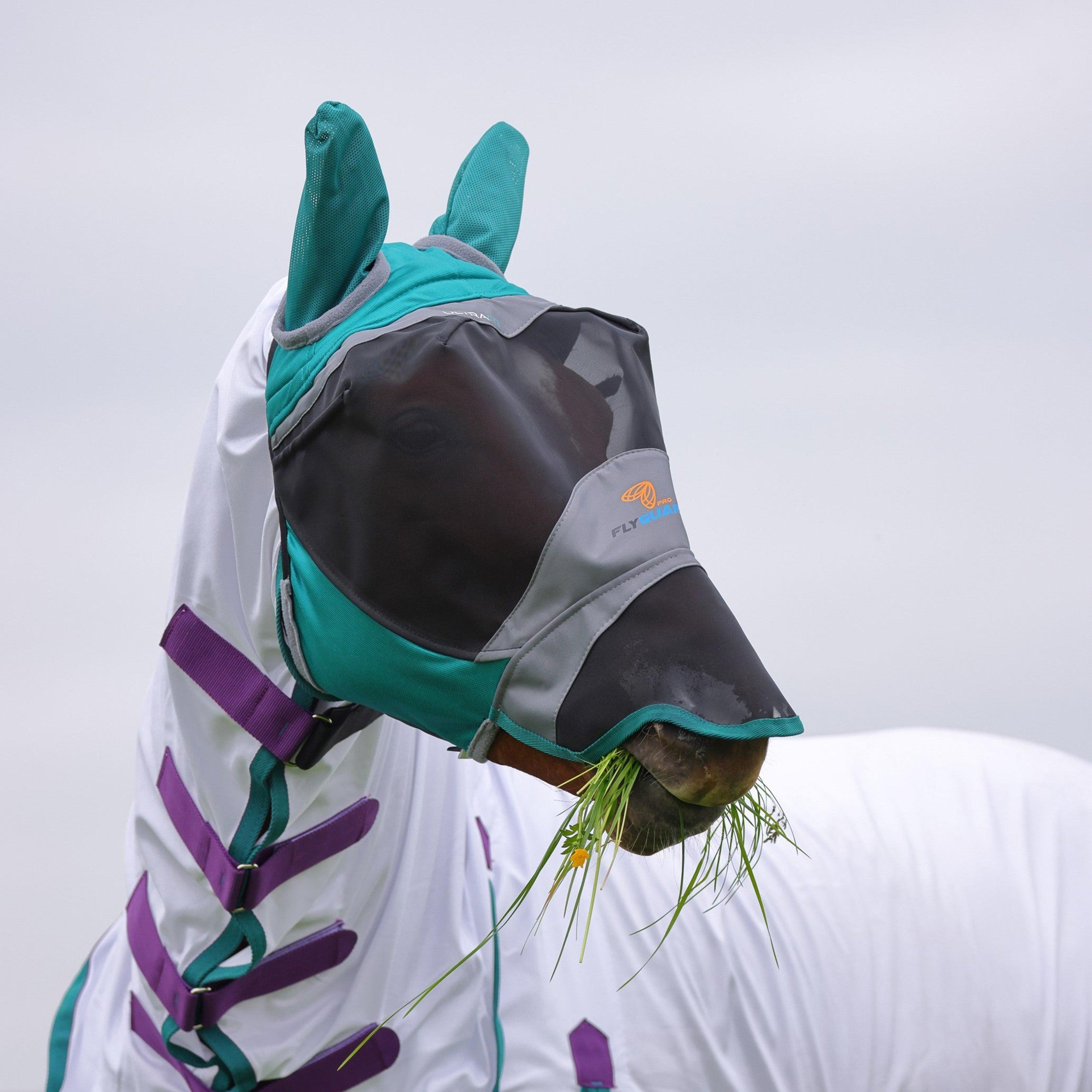 FlyGuard Pro Fine Mesh Fly Mask With Nose Teal