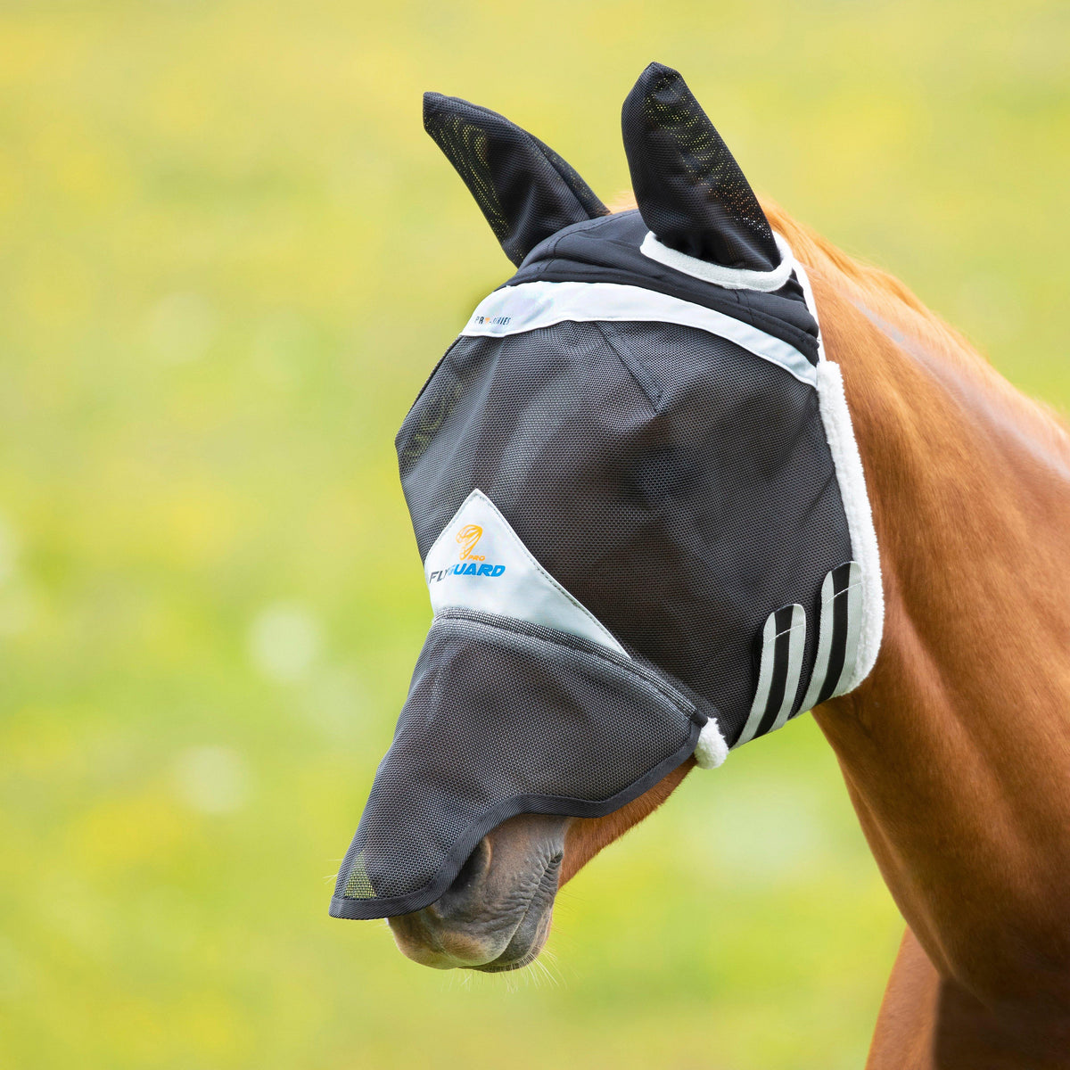 FlyGuard Pro Fine Mesh Fly Mask With Ears & Nose Black