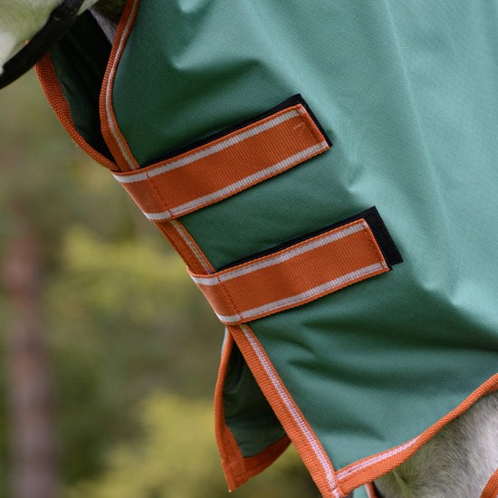 ComFiTec Tyro Combo Neck 50g Lite Plus Turnout Rug Green/Burnt Orange/White